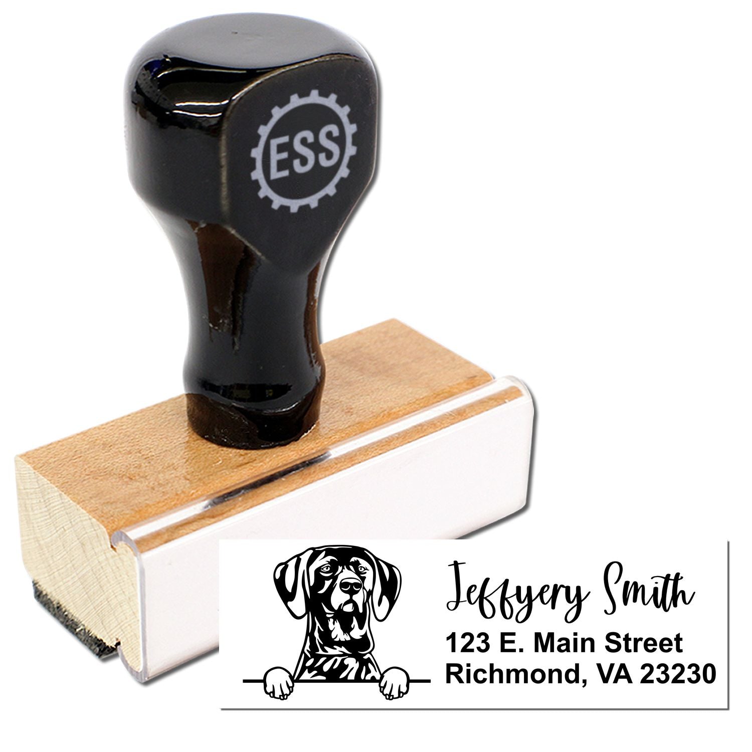 Peeking German Shorthaired Pointer Name and Address Rubber Stamp