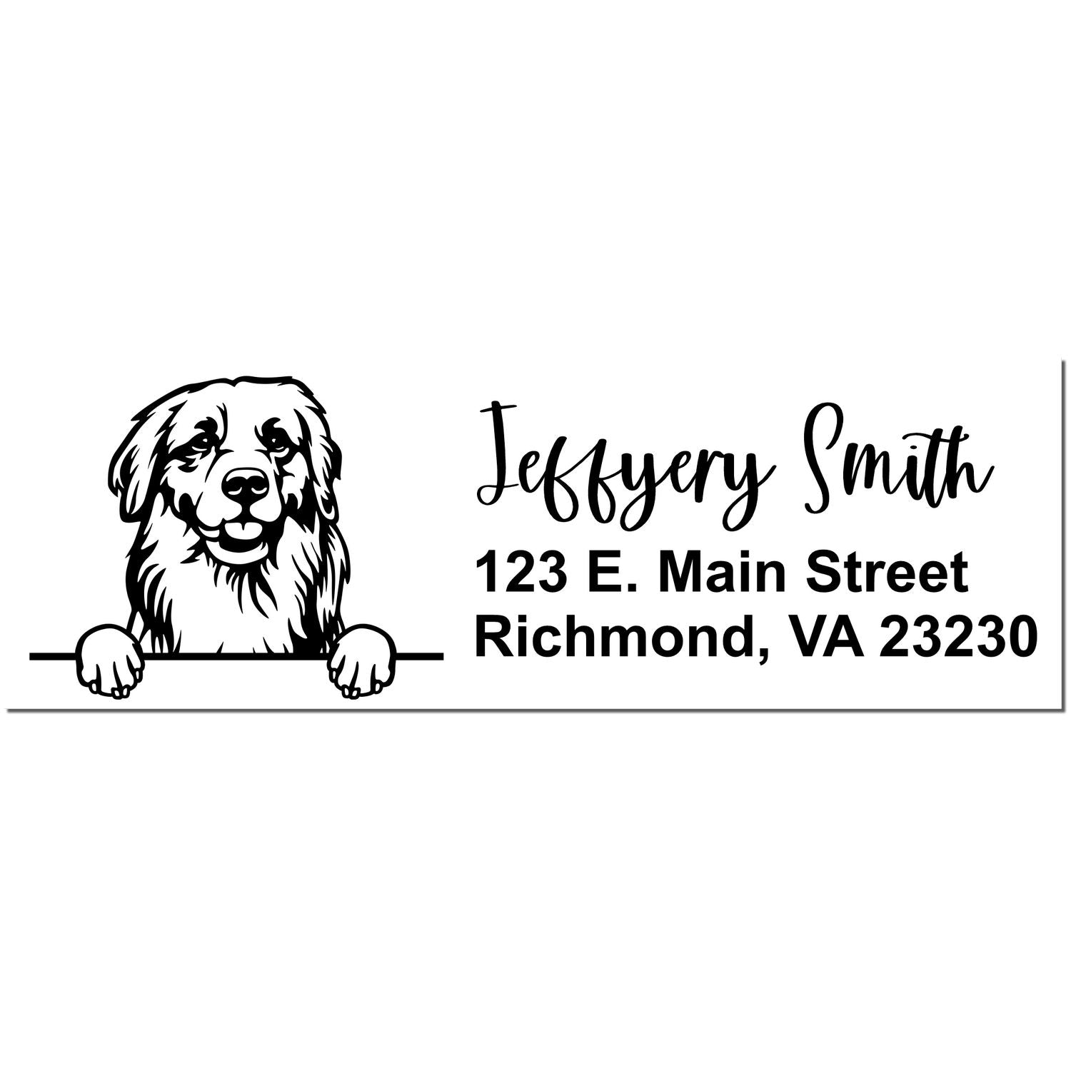 Peeking Golden Retriever Name and Address Rubber Stamp