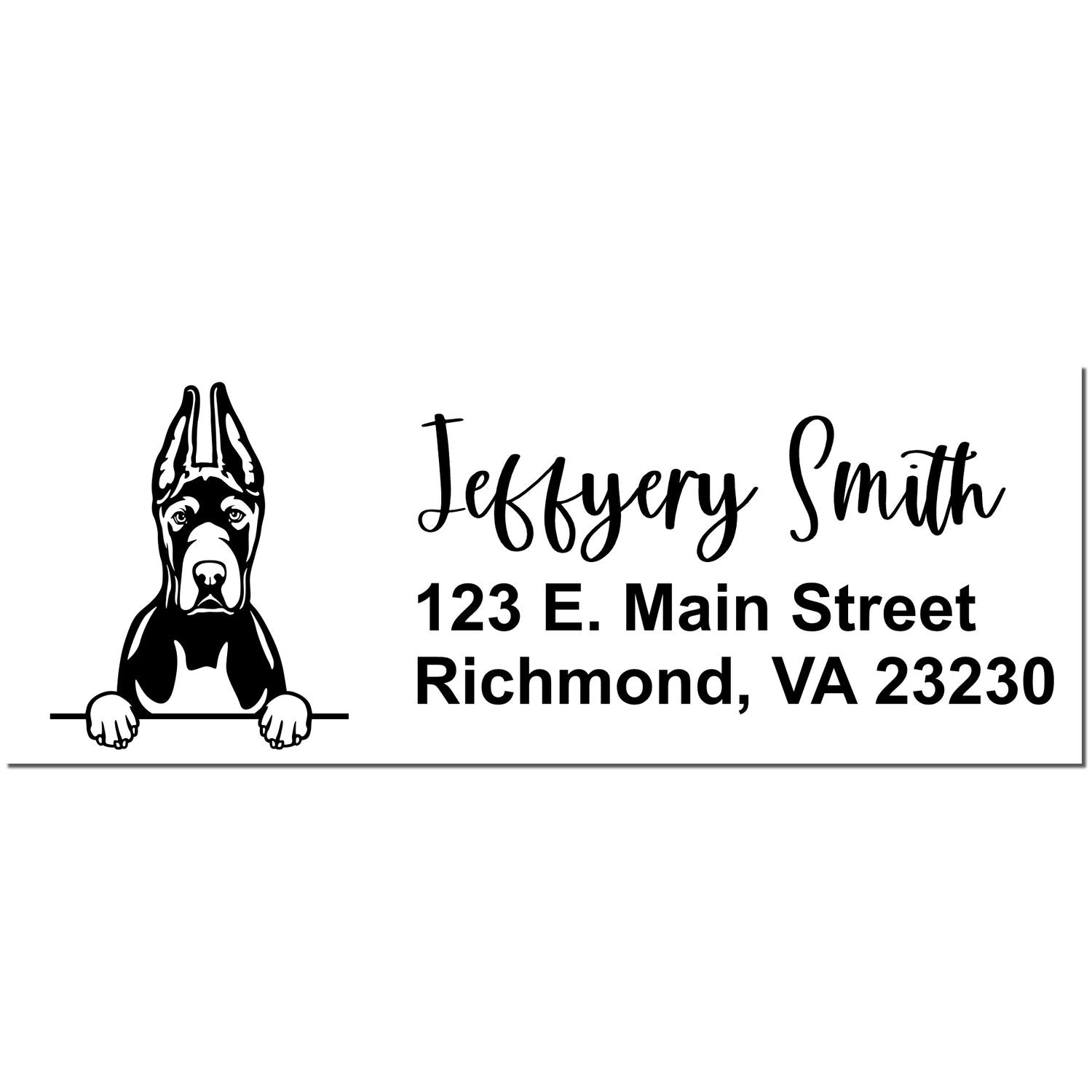 Pre-Inked Great Dane Cropped Ears Dog Personalized Address Stamp