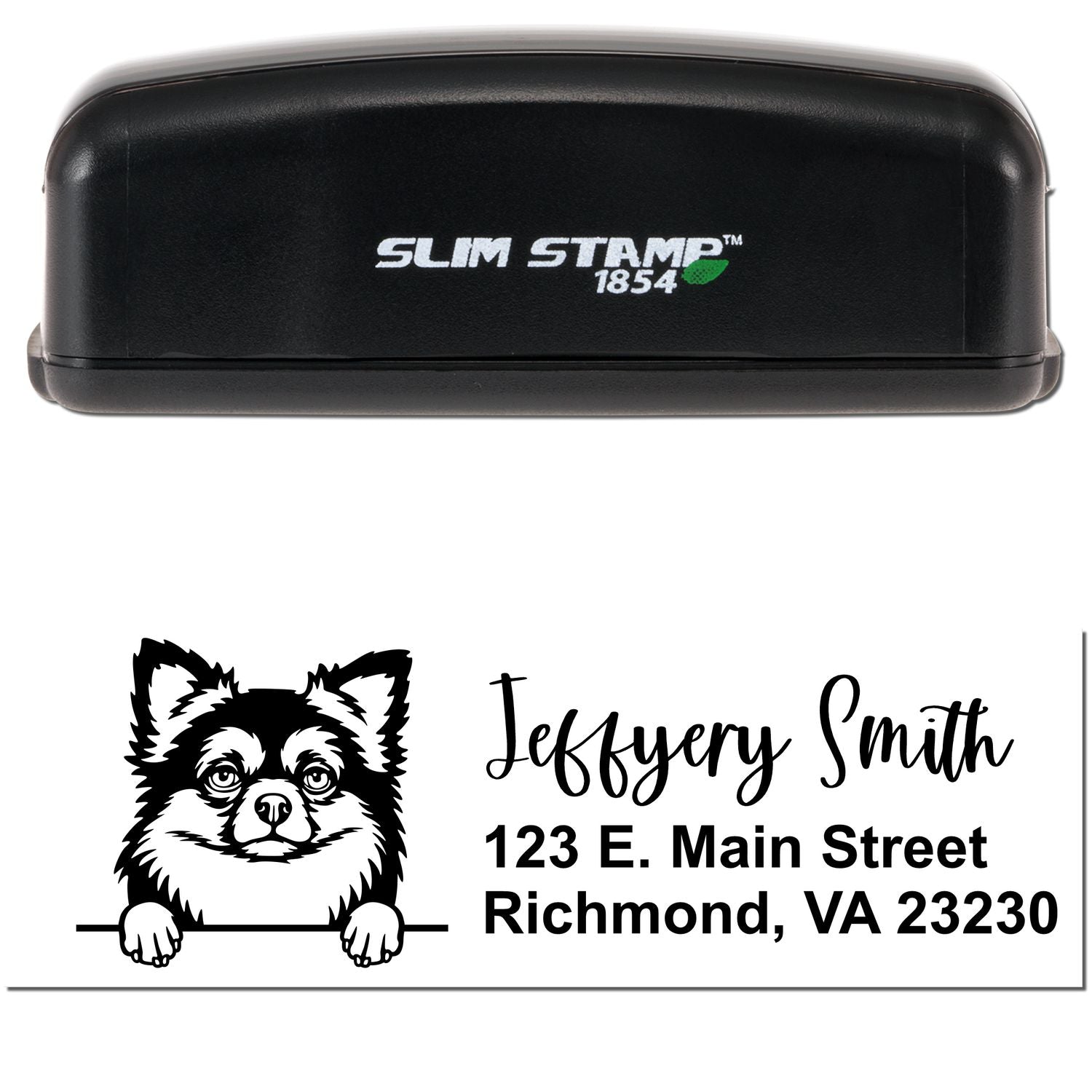 Slim Long Haired Chihuahua Pre-Inked Customized Stamp