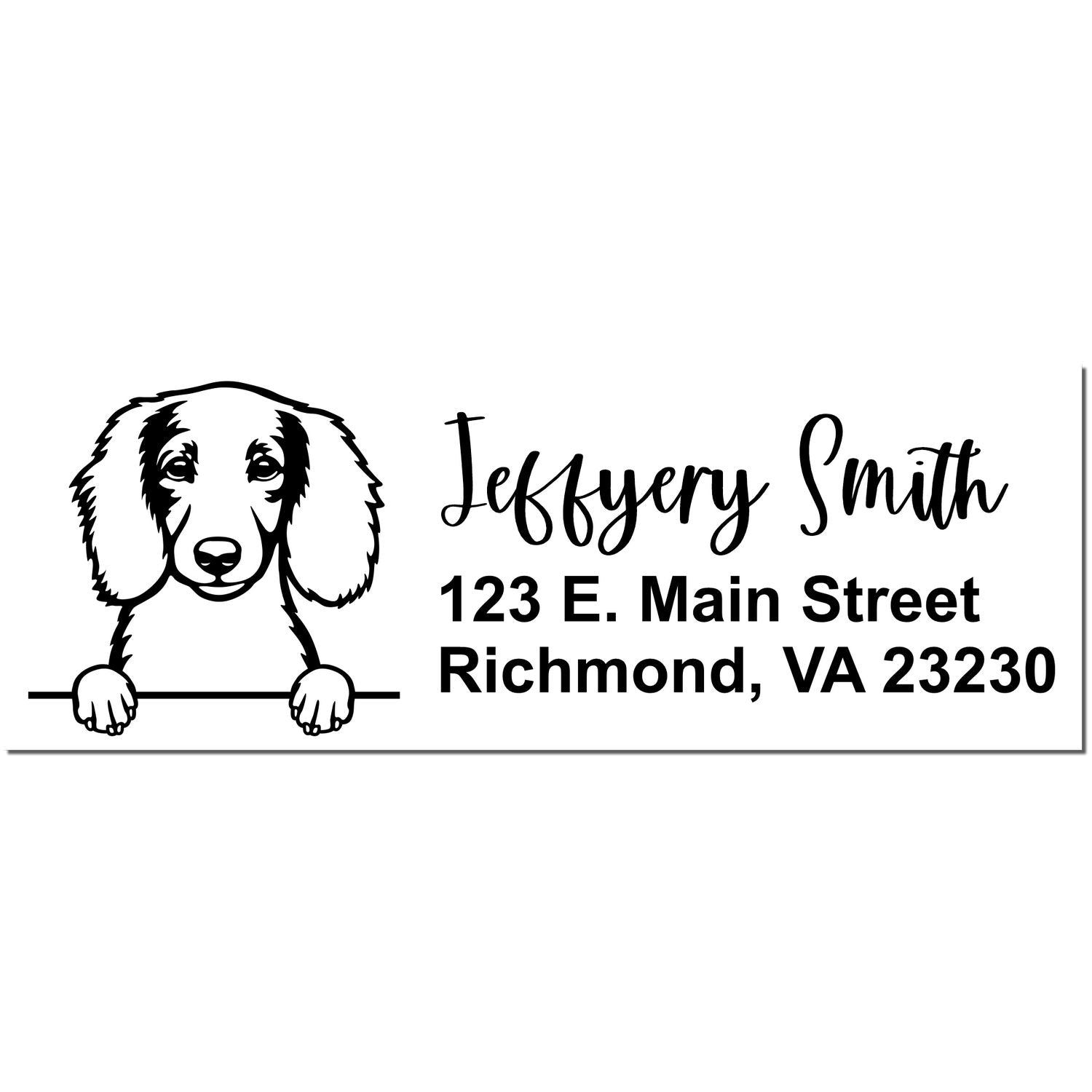 Pre-Inked Longhaired Dachshund Dog Personalized Address Stamp