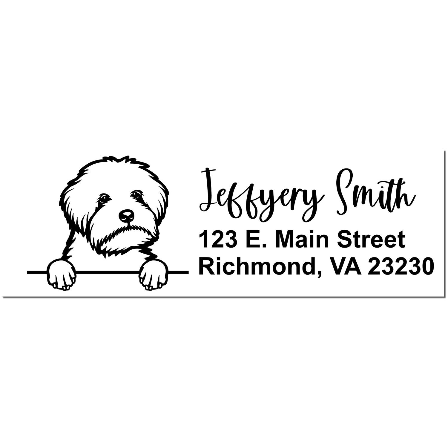 Peeking Maltipoo Name and Address Rubber Stamp