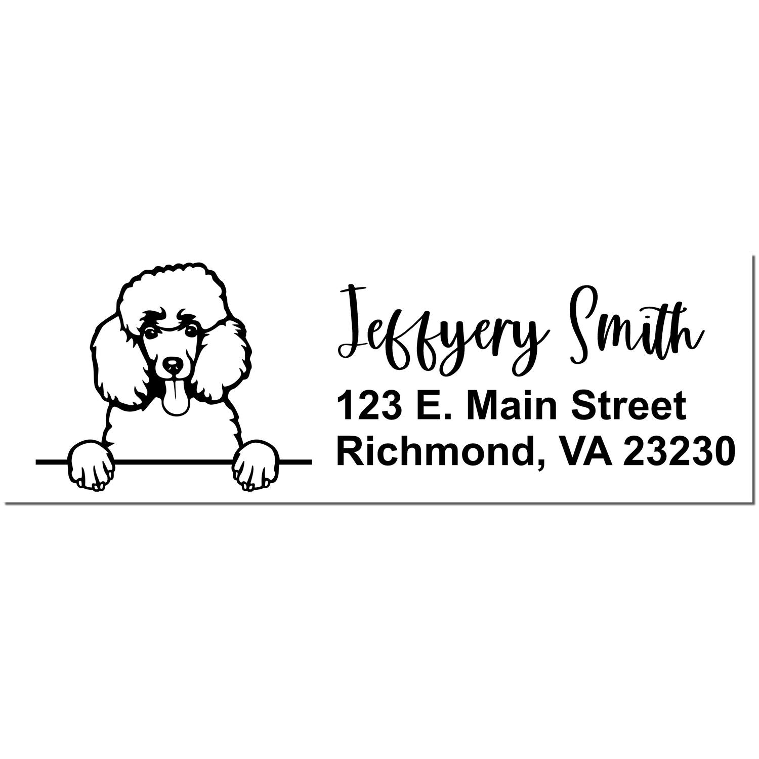 Peeking Poodle Name and Address Rubber Stamp