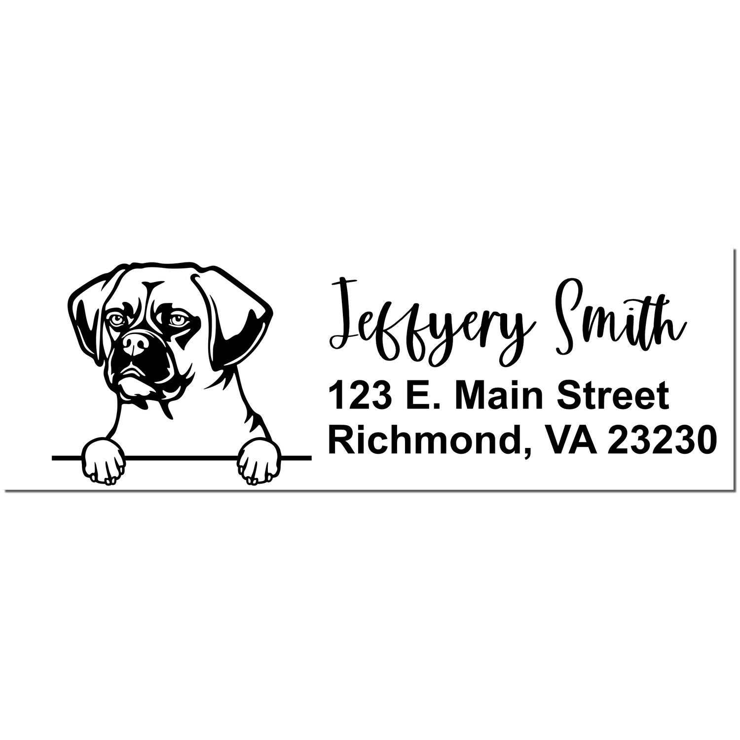 Peeking Puggle Name and Address Rubber Stamp