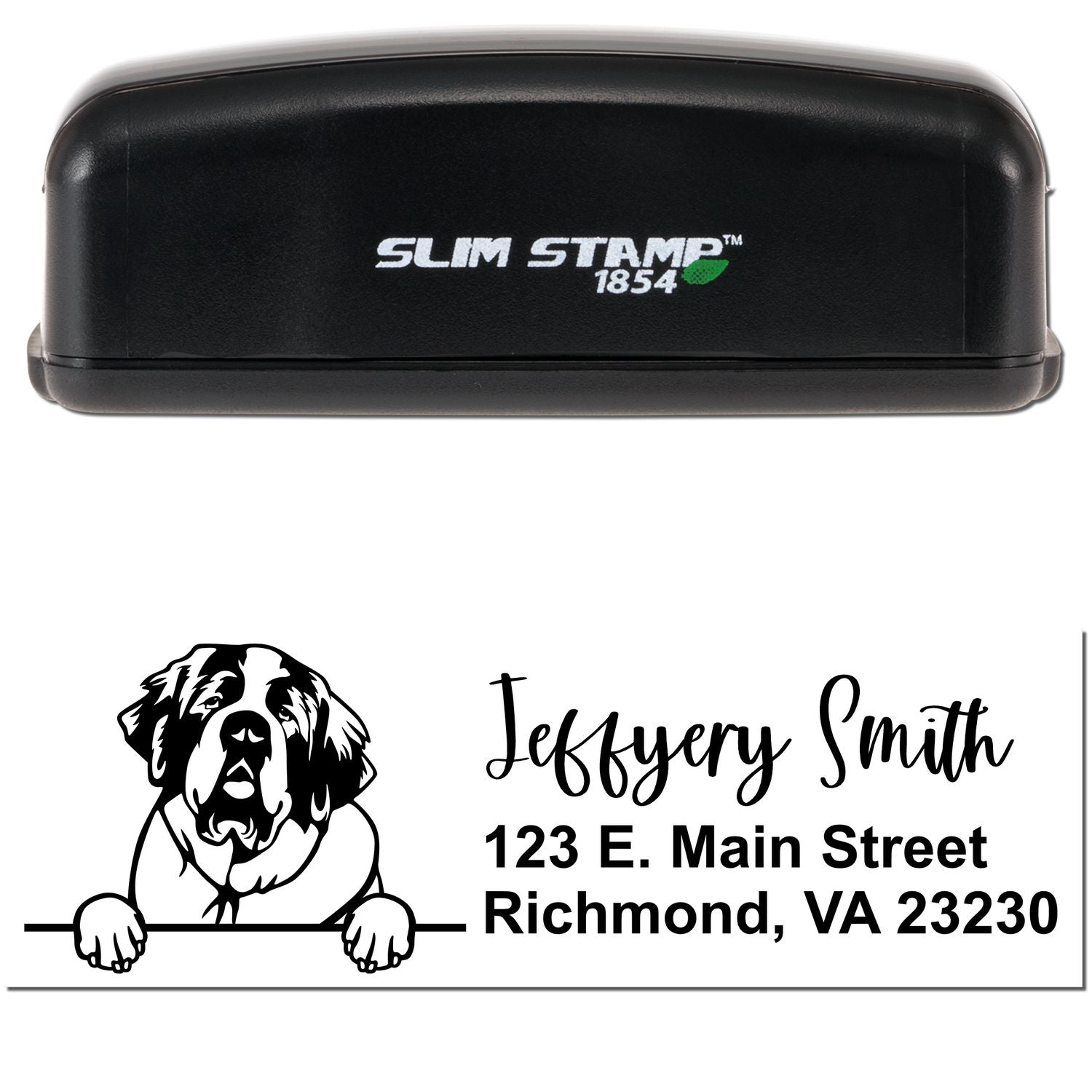 Slim Saint Bernard Pre-Inked Customized Stamp