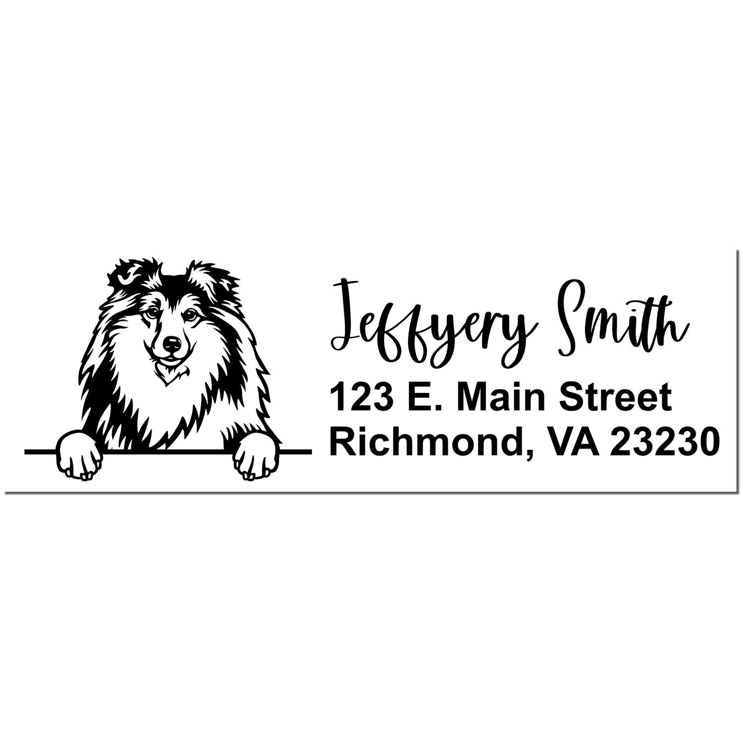 Slim Shetland Sheepdog Pre-Inked Customized Stamp