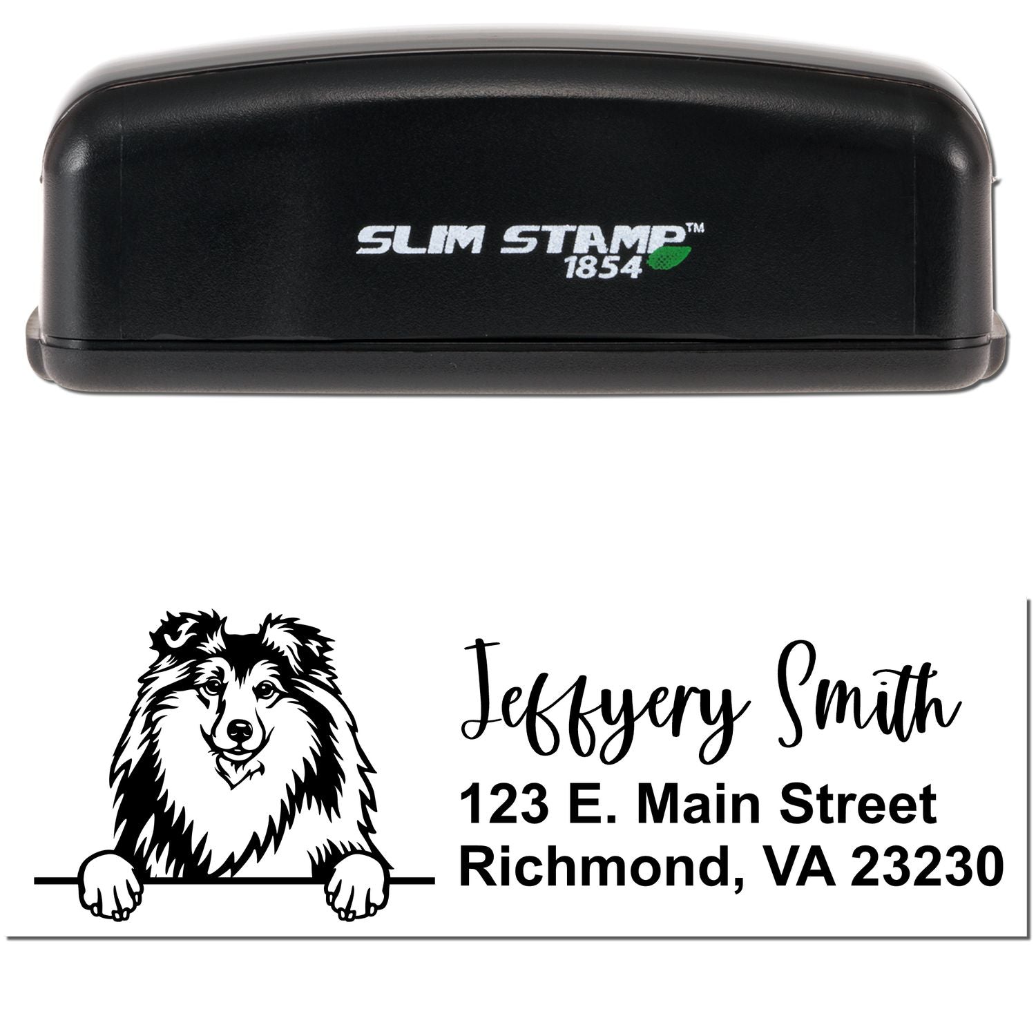 Slim Shetland Sheepdog Pre-Inked Customized Stamp