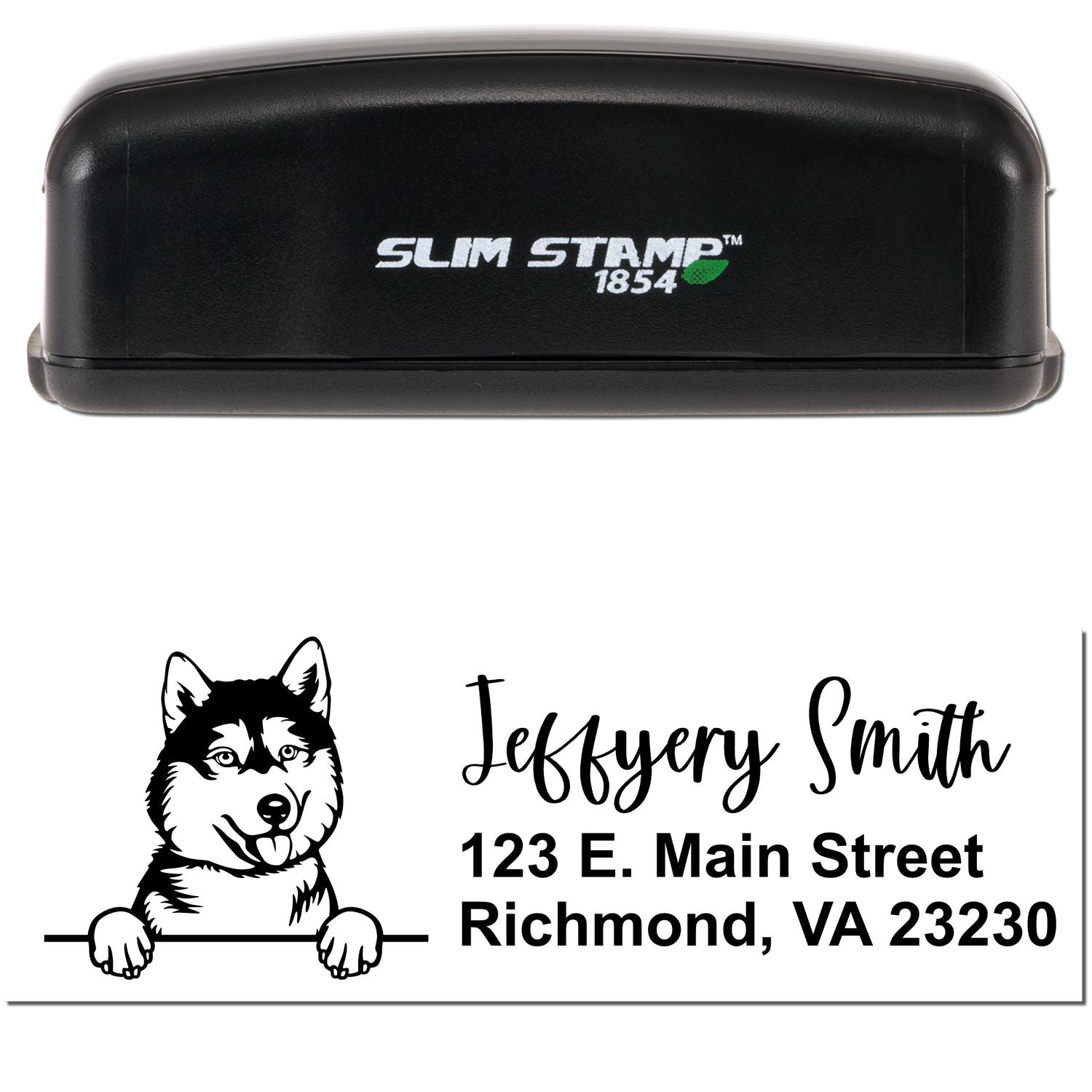 Slim Siberian Husky Pre-Inked Customized Stamp