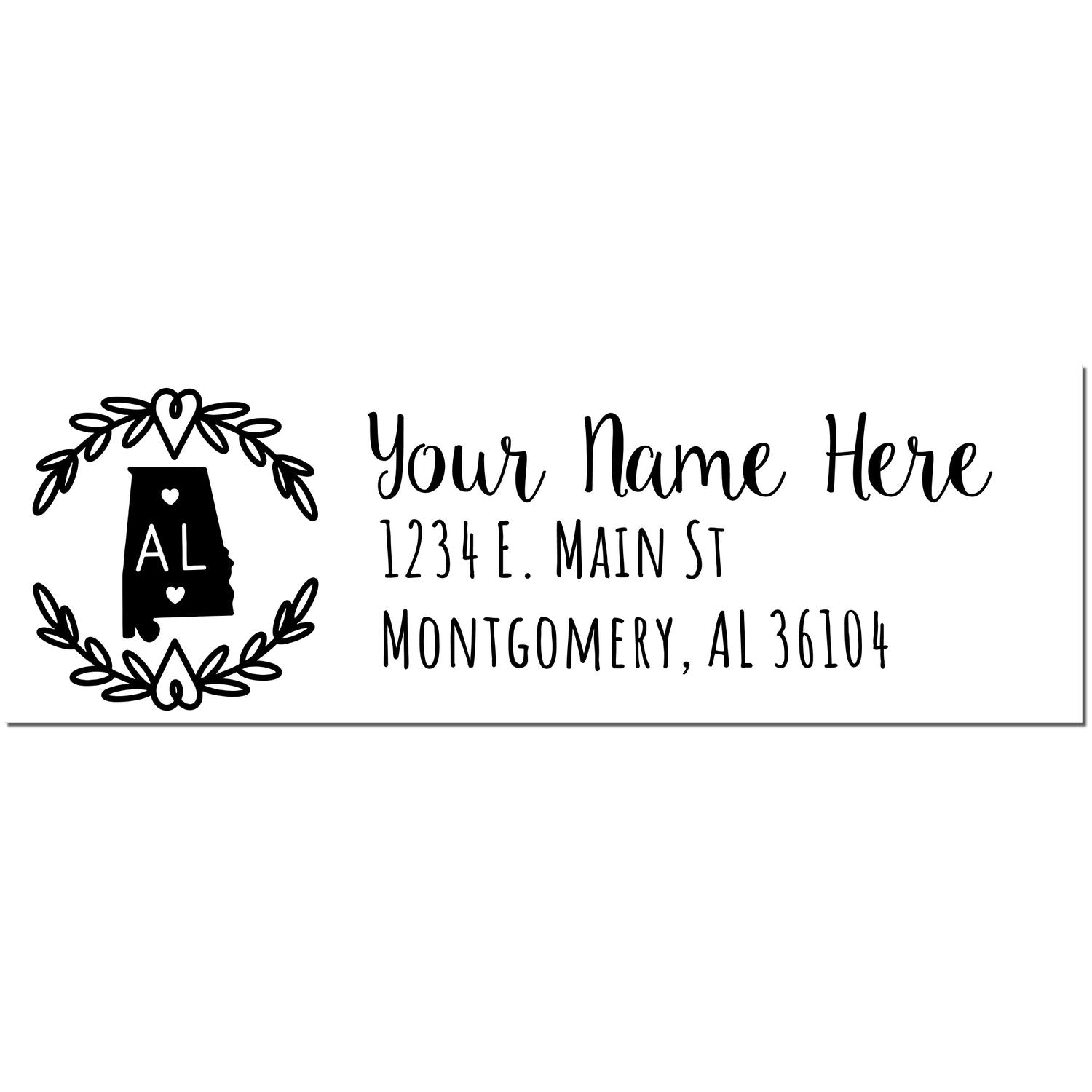 Slim Alabama Personalized Pre-Inked Address Stamp