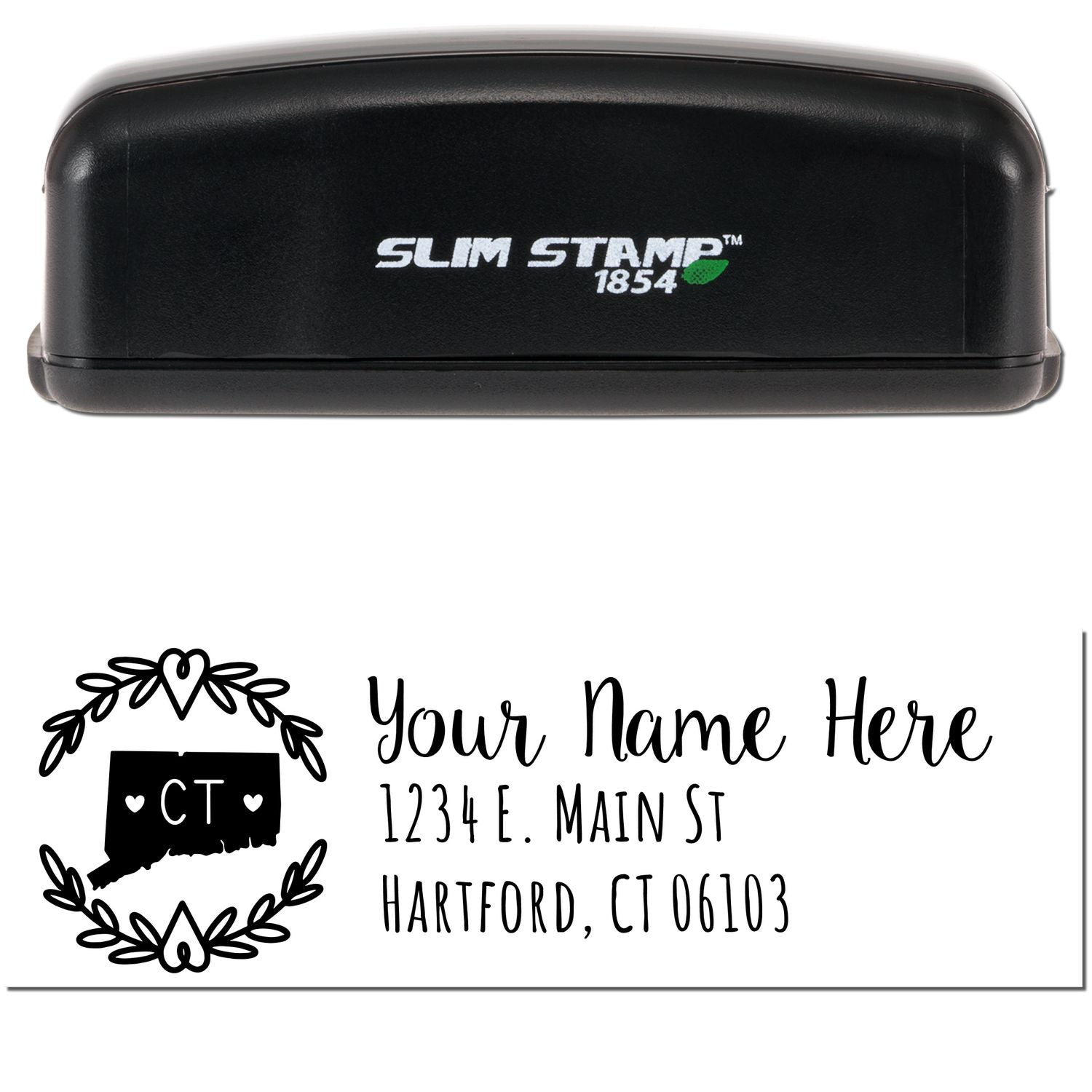 Slim Connecticut Personalized Pre-Inked Address Stamp