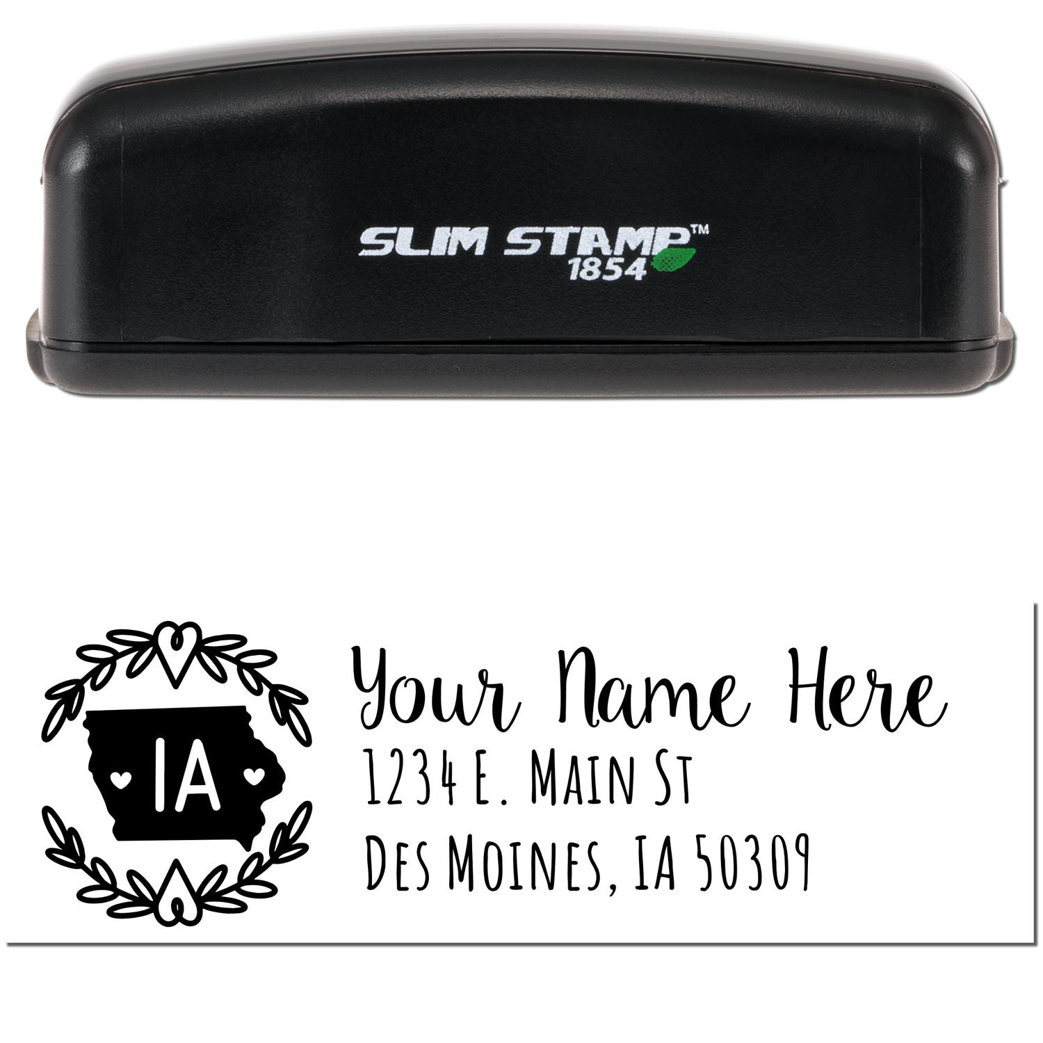 Slim Iowa Personalized Pre-Inked Address Stamp