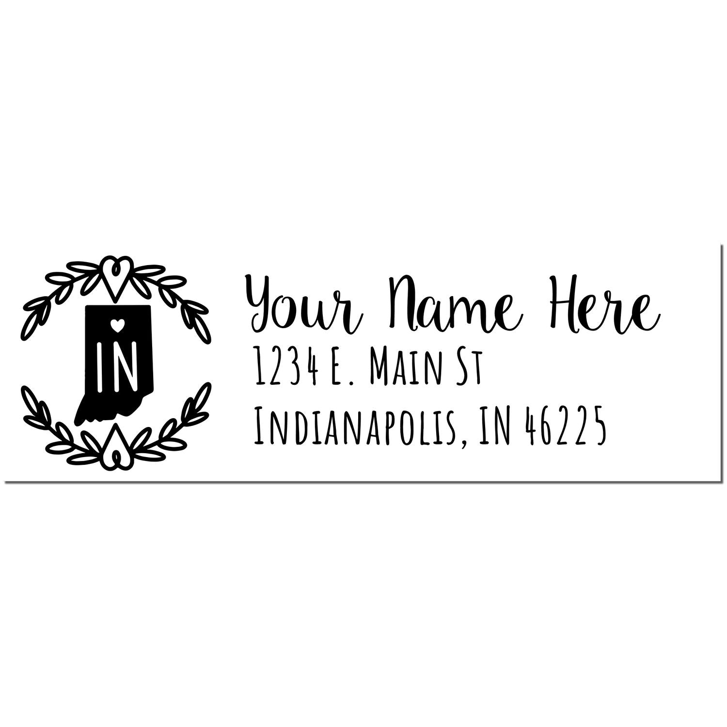 Slim Indiana Personalized Pre-Inked Address Stamp