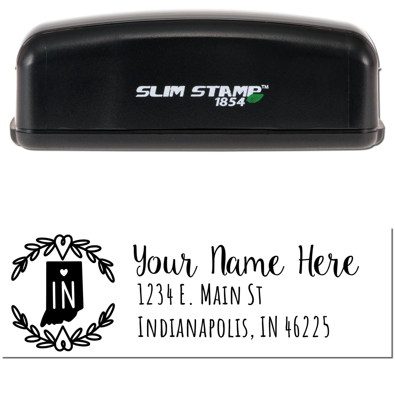 Slim Indiana Personalized Pre-Inked Address Stamp