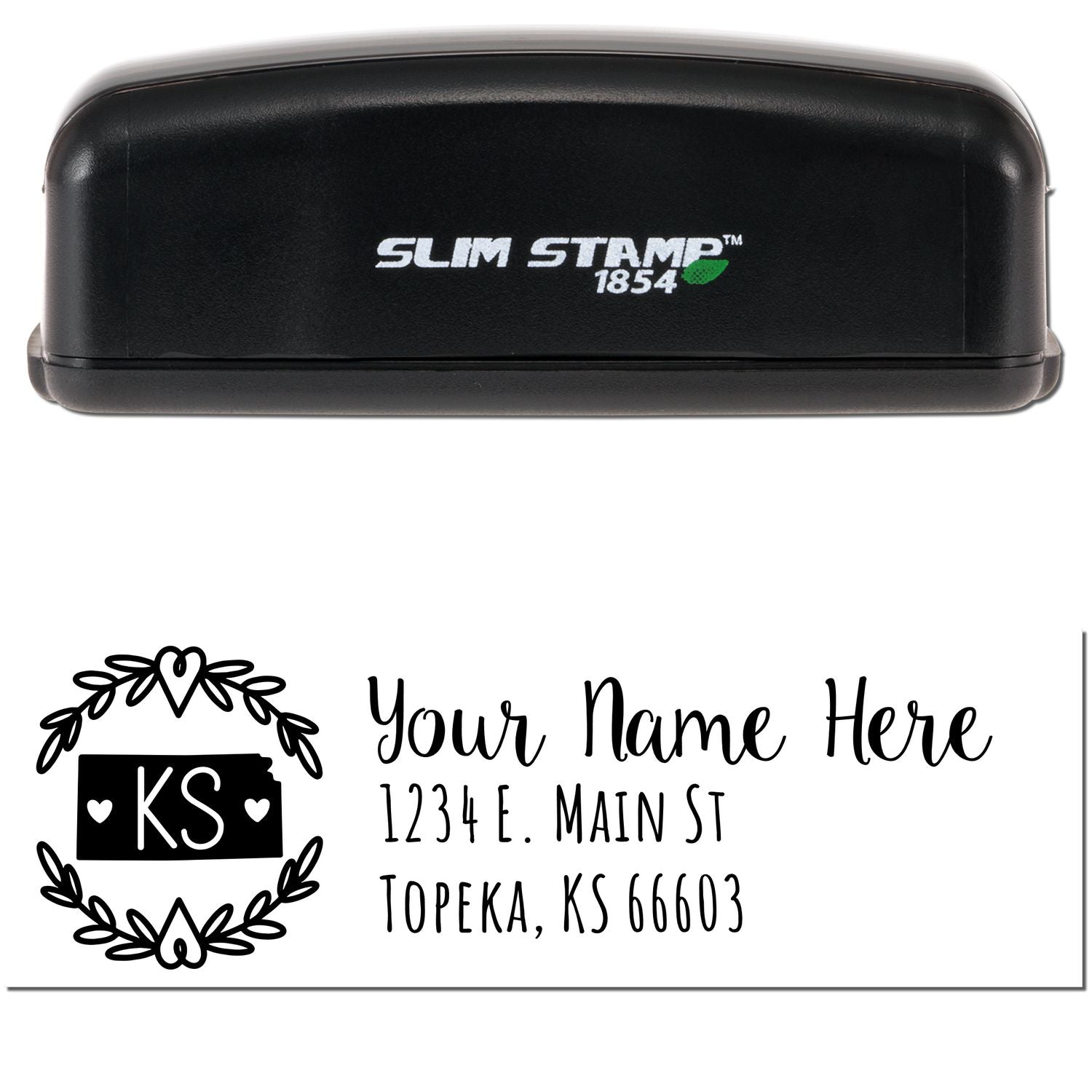 Slim Kansas Personalized Pre-Inked Address Stamp