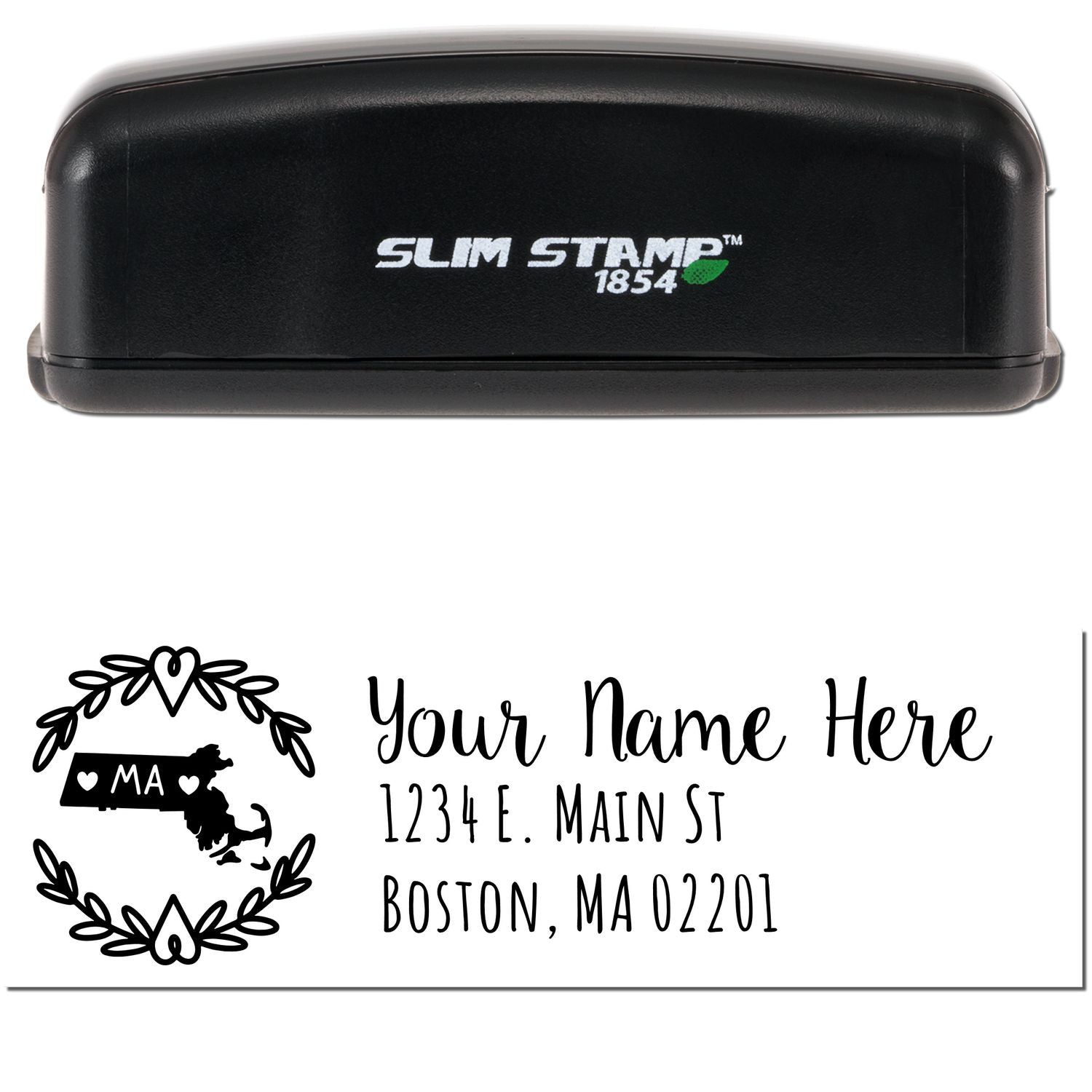 Slim Massachusetts Personalized Pre-Inked Address Stamp