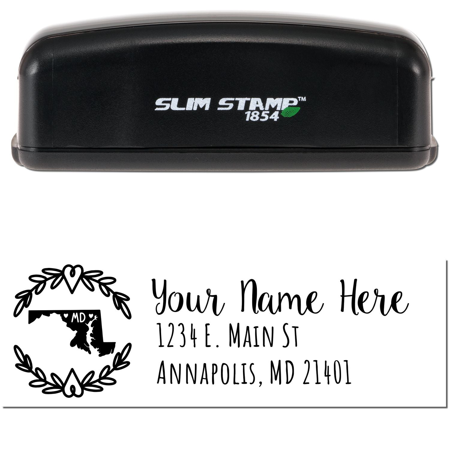 Slim Maryland Personalized Pre-Inked Address Stamp