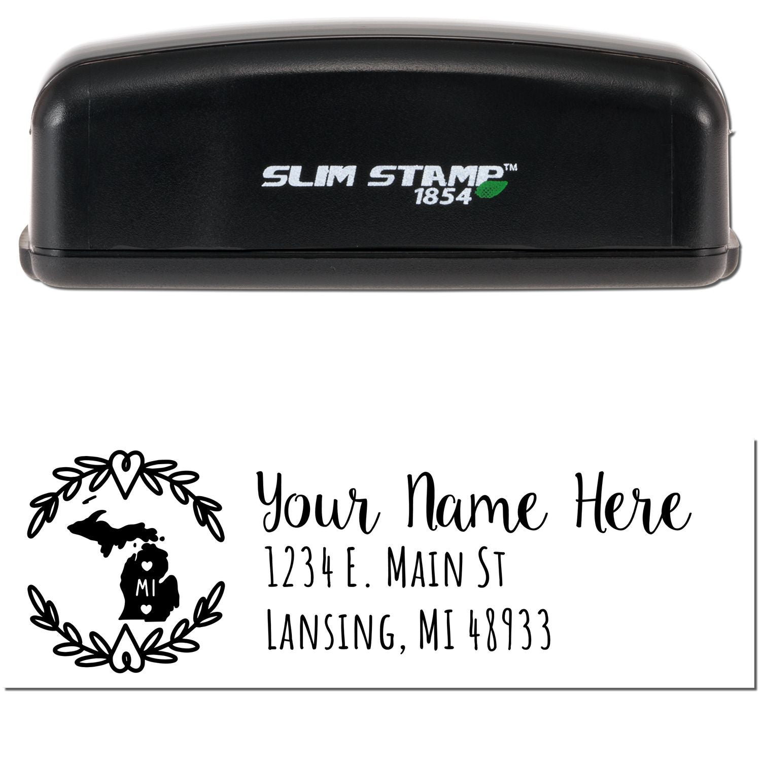 Slim Michigan Personalized Pre-Inked Address Stamp