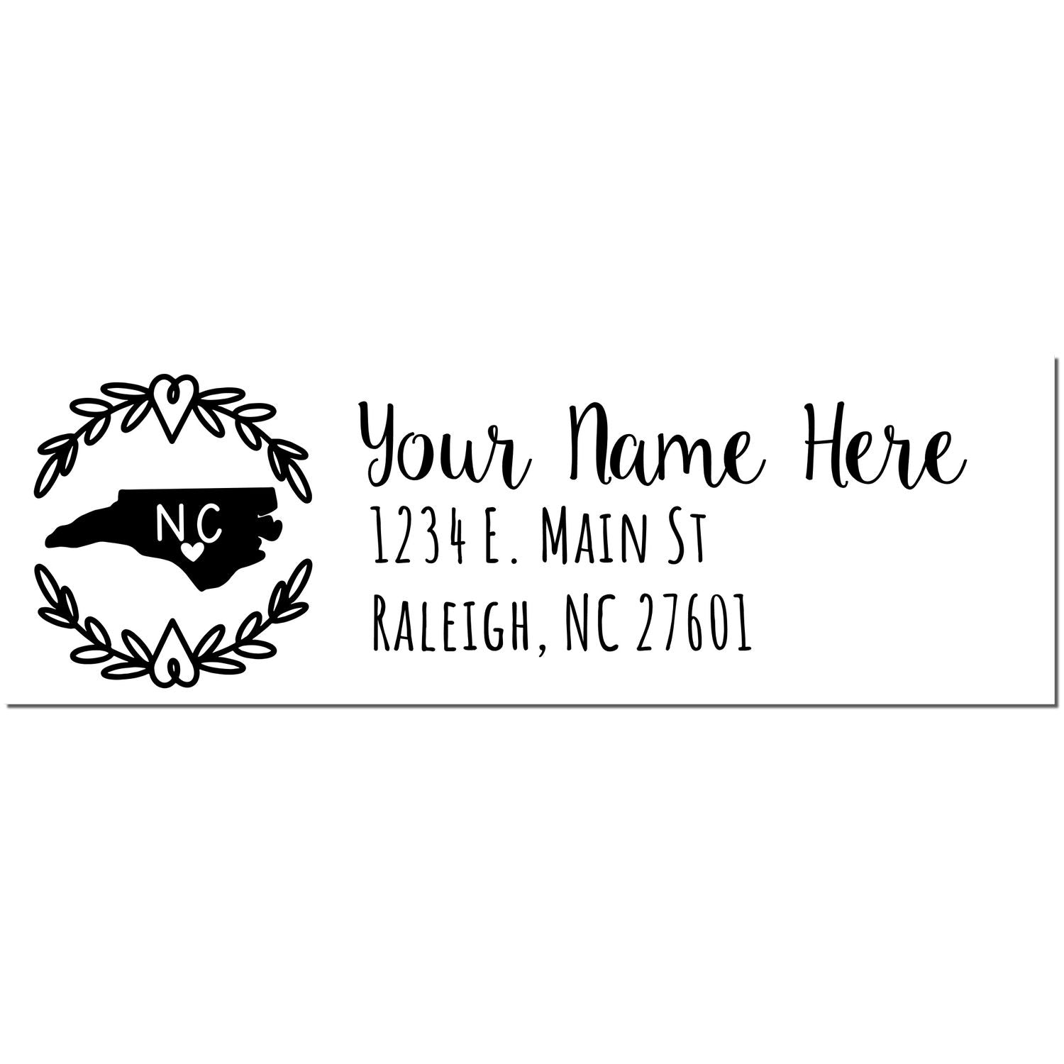 Slim North Carolina Personalized Pre-Inked Address Stamp