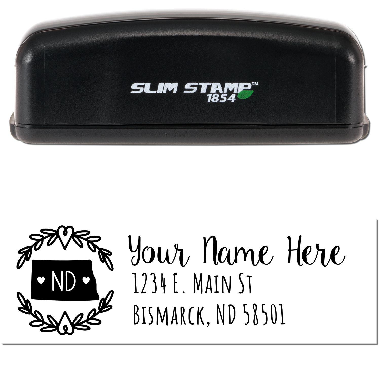 Slim North Dakota Personalized Pre-Inked Address Stamp