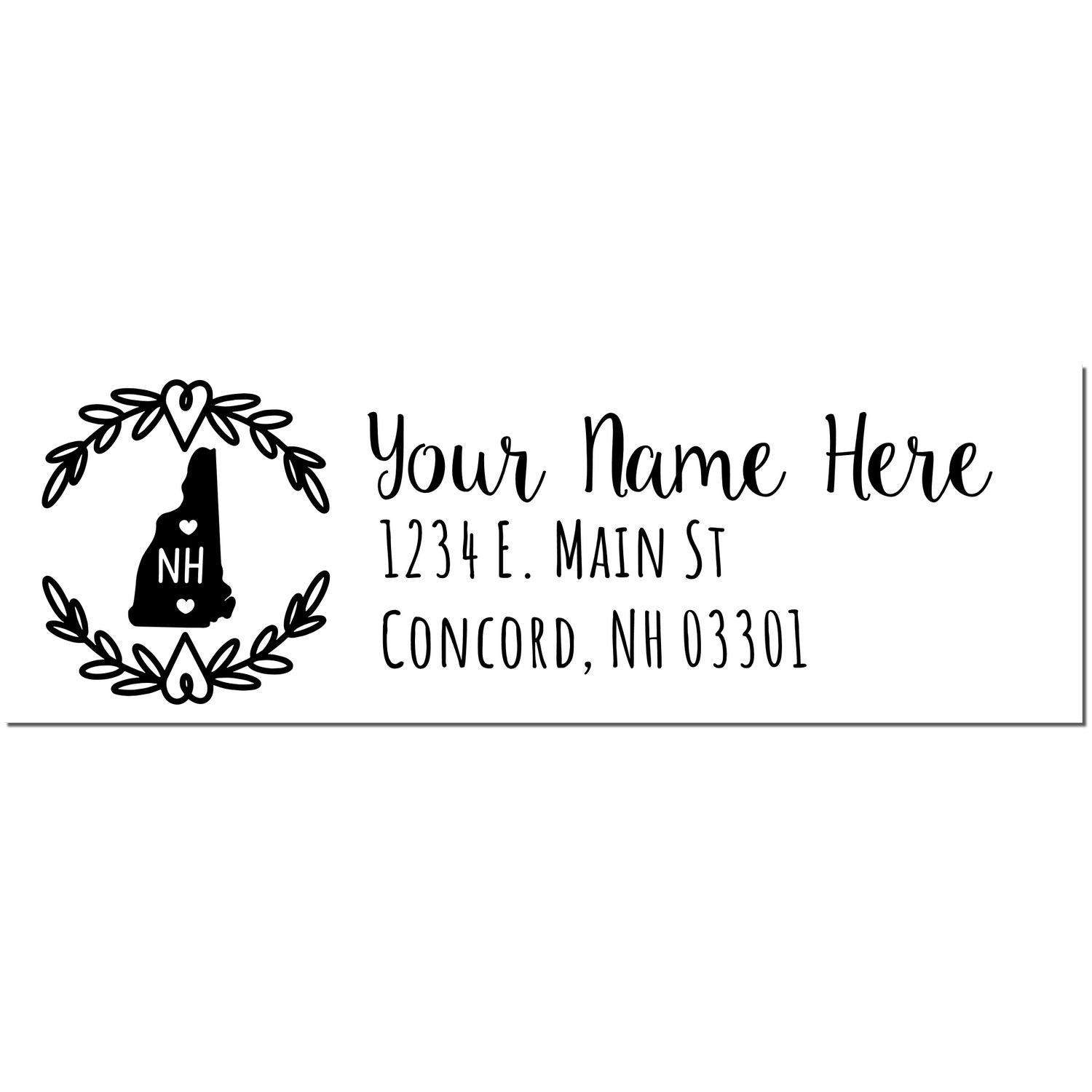 Slim New Hampshire Personalized Pre-Inked Address Stamp