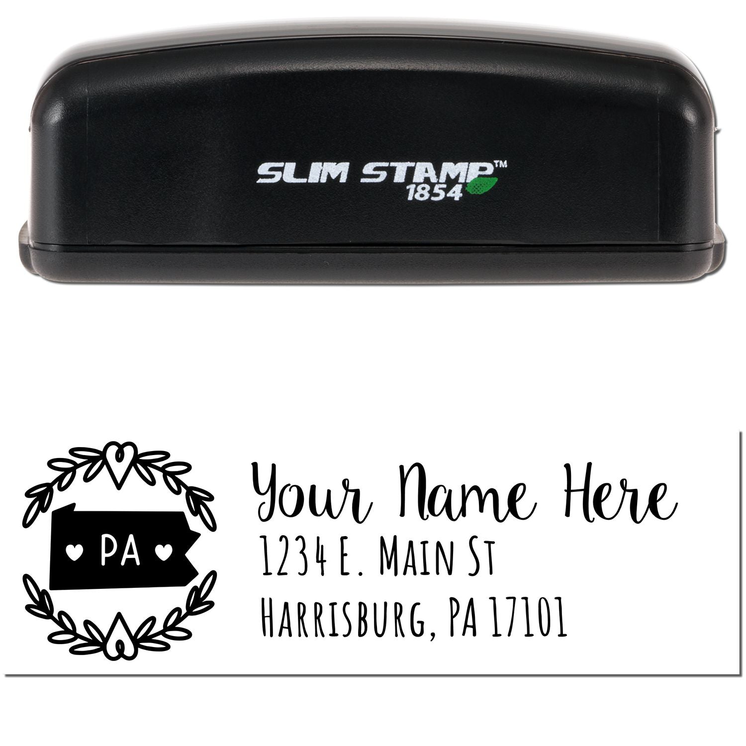 Slim Pennsylvania Personalized Pre-Inked Address Stamp