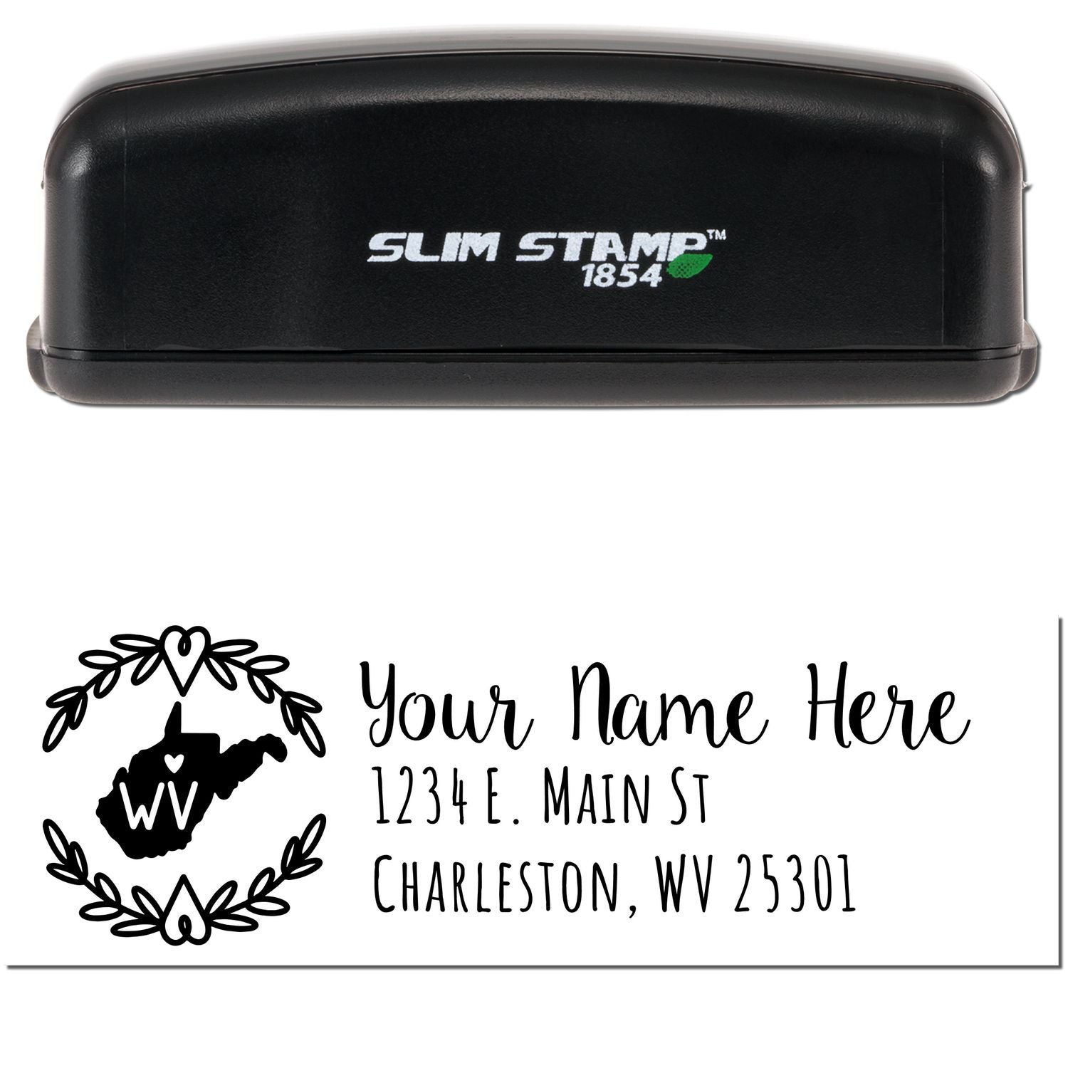 Slim West Virginia Personalized Pre-Inked Address Stamp