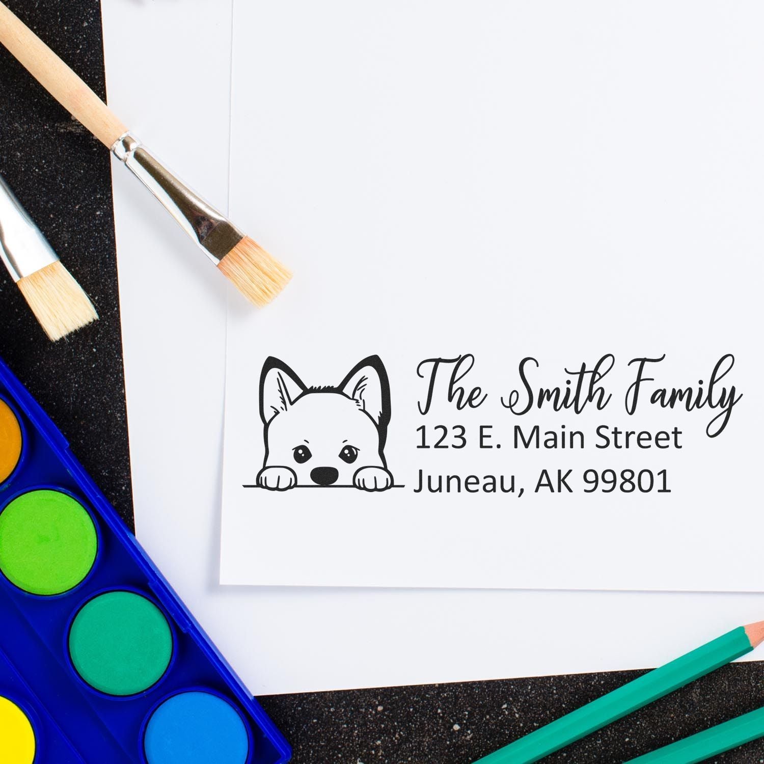 Slim Akita Dog Mail Address Stamp