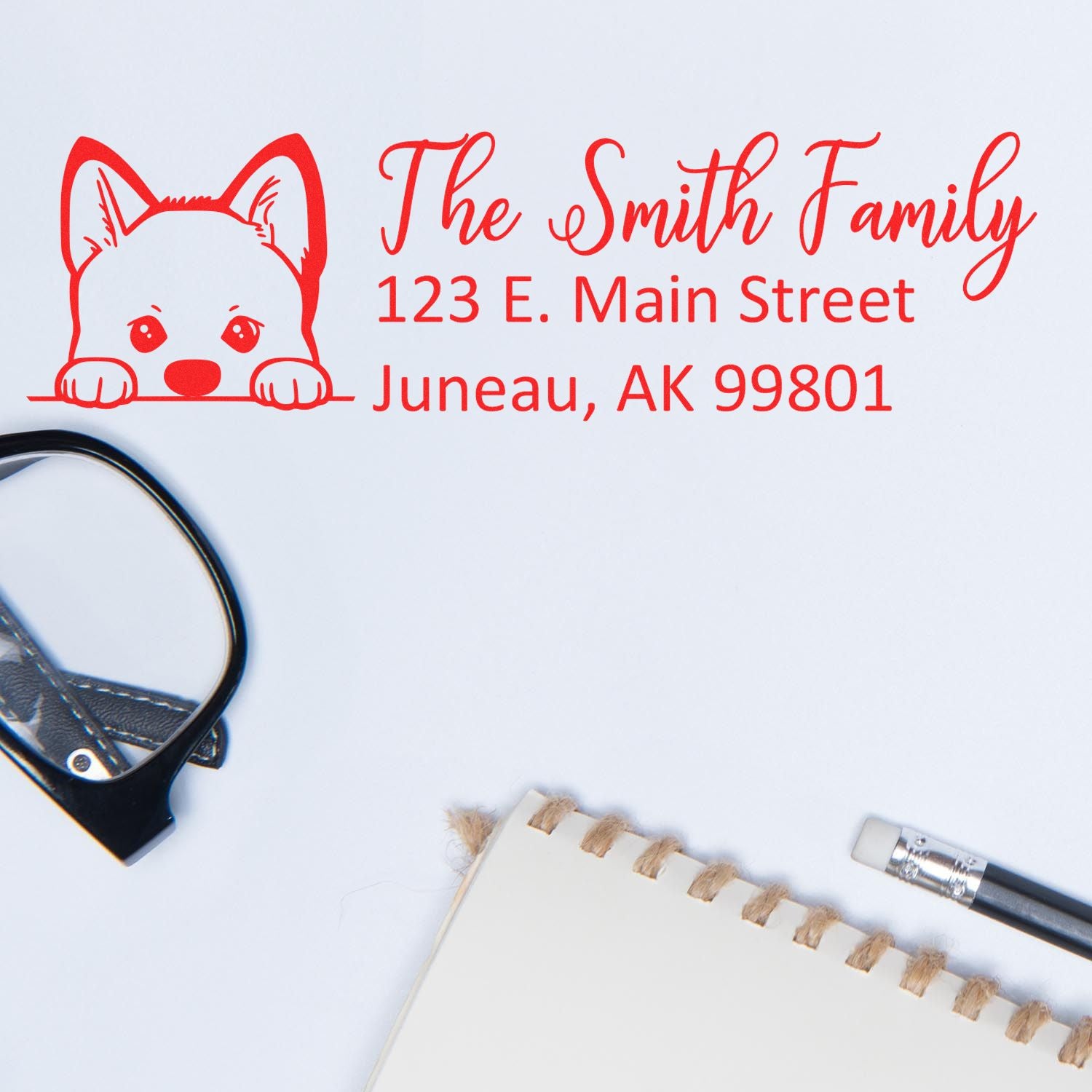 Slim Akita Dog Mail Address Stamp