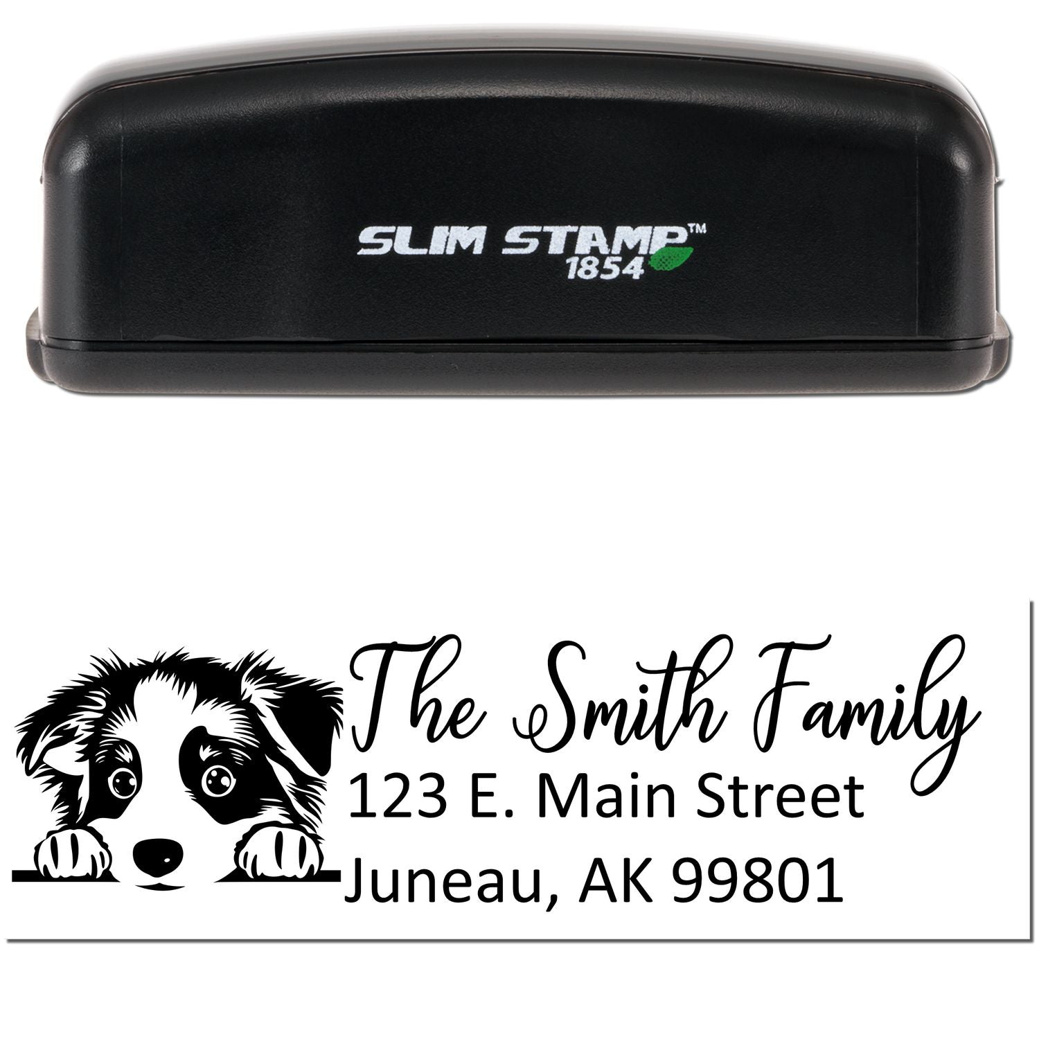 Slim Australian Shepherd Dog Mail Address Stamp