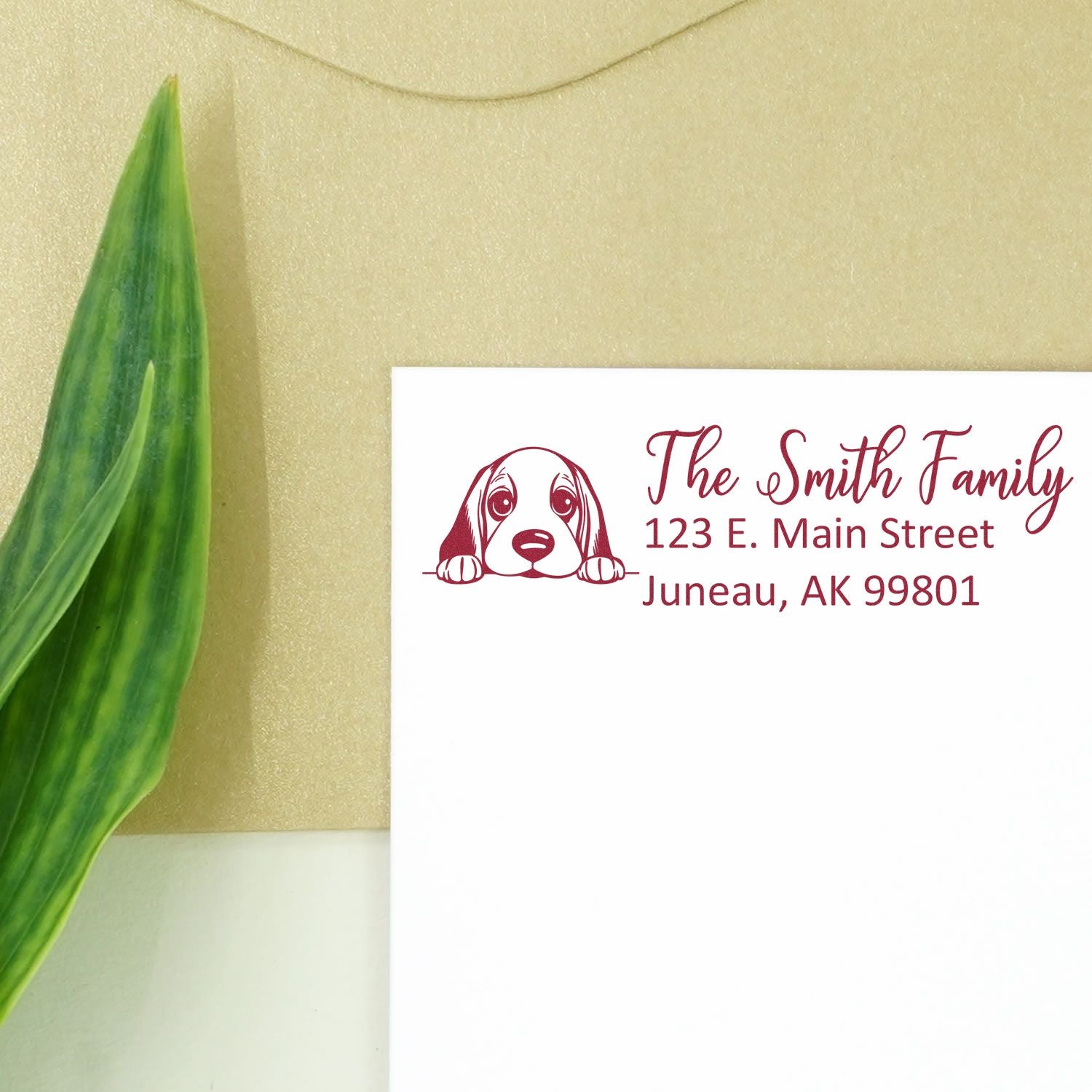 Basset Hound Pre-Inked Home Address Stamp