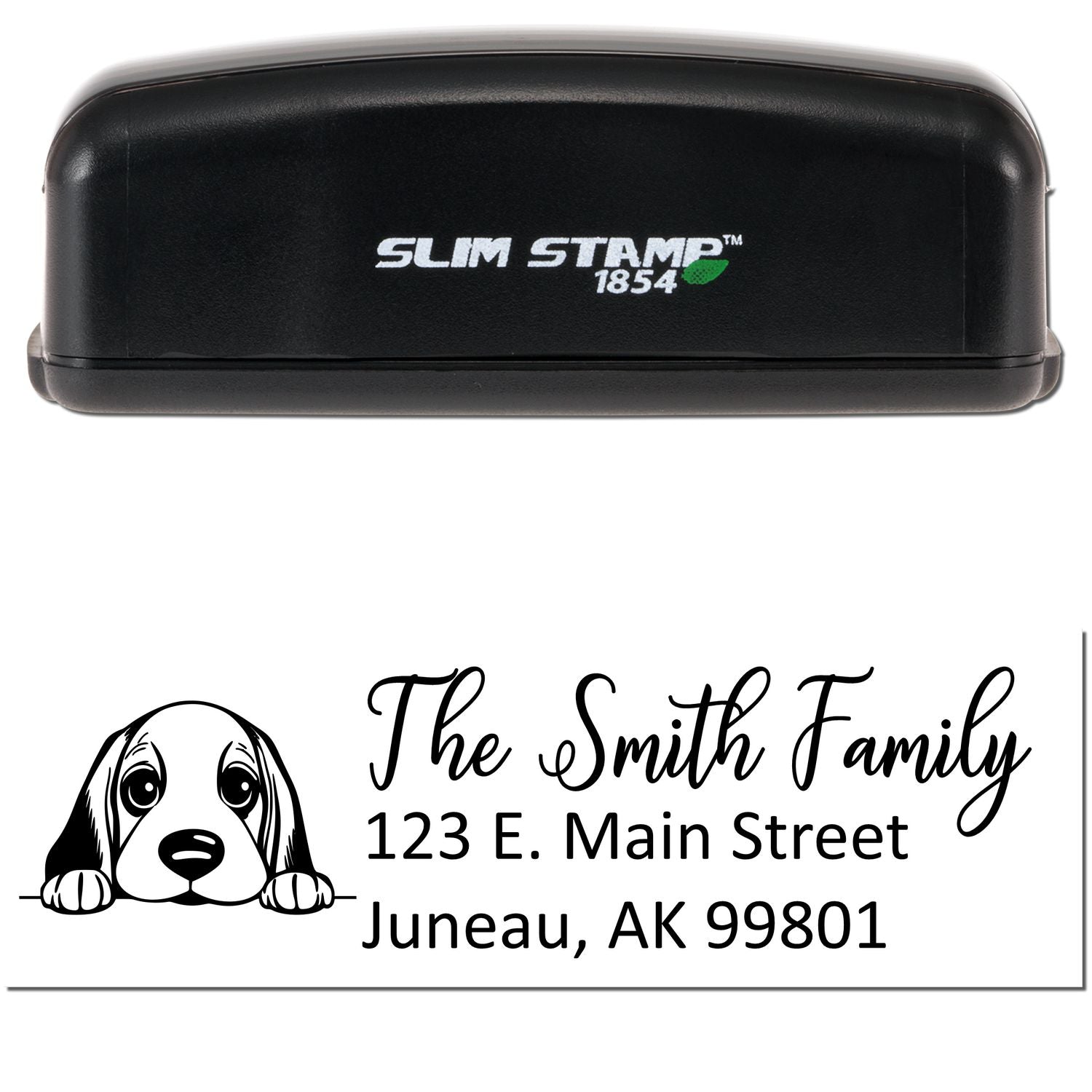 Slim Basset Hound Dog Mail Address Stamp