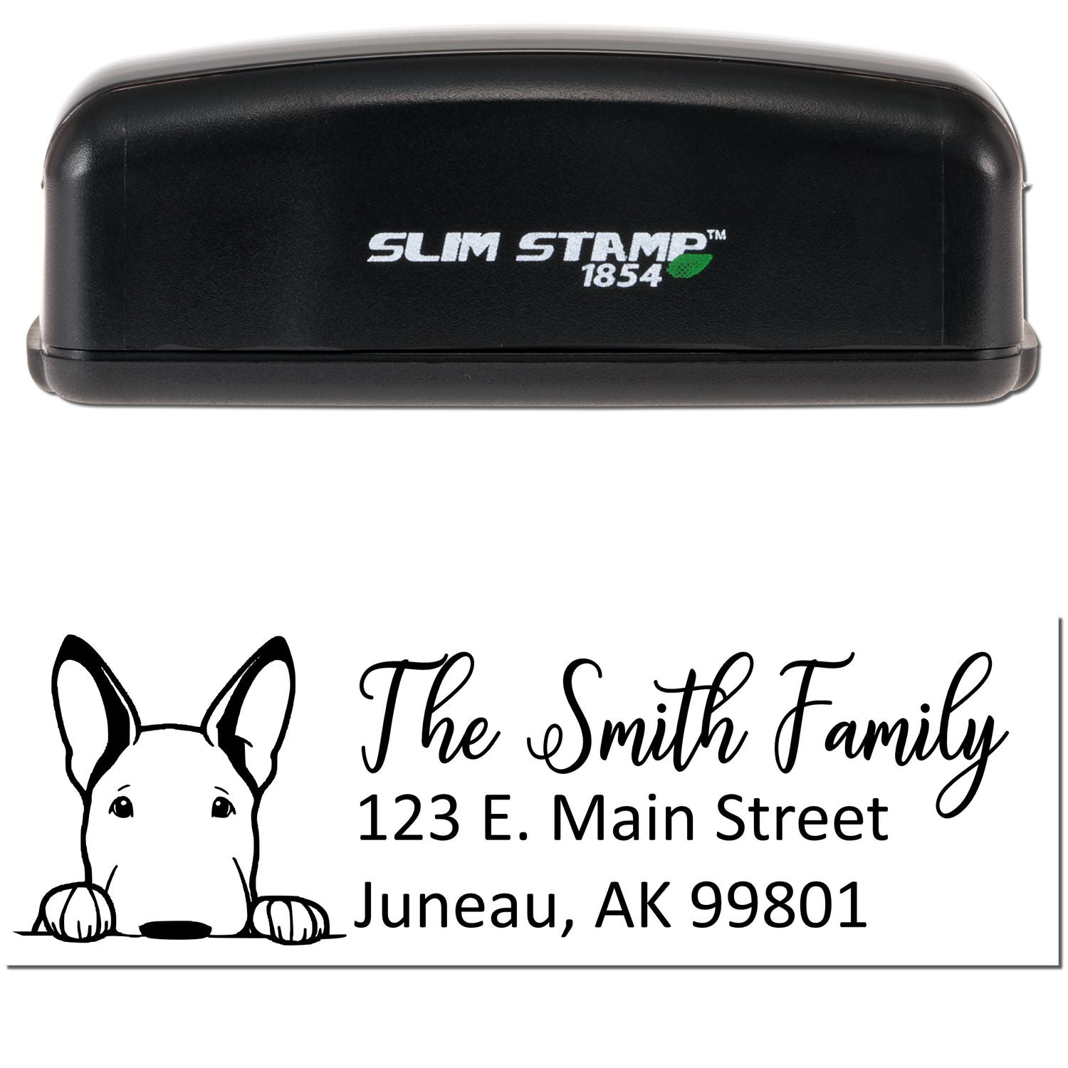 Slim Bull Terrier Dog Mail Address Stamp