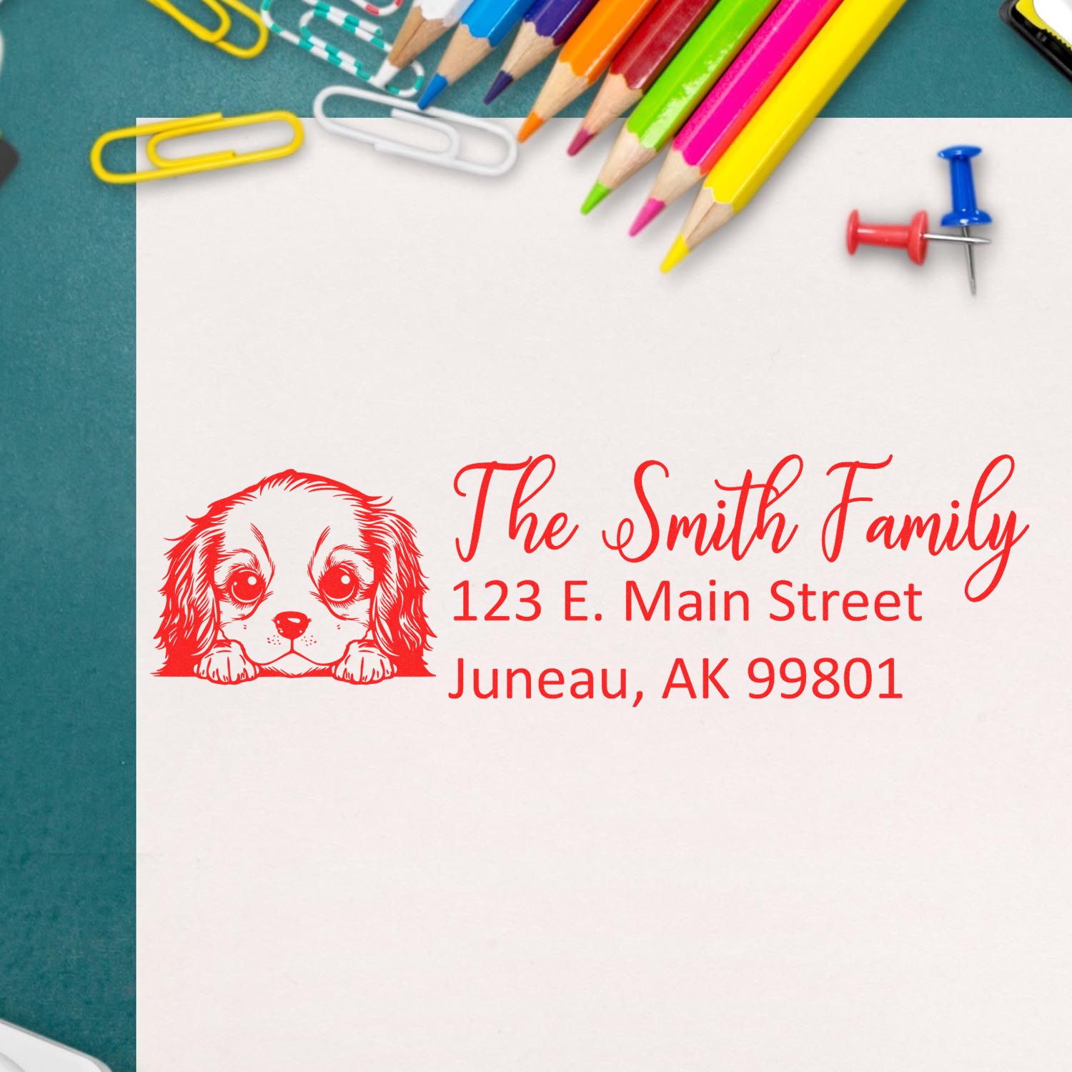 Slim Cavalier King Charles Spaniel Dog Mail Address Stamp