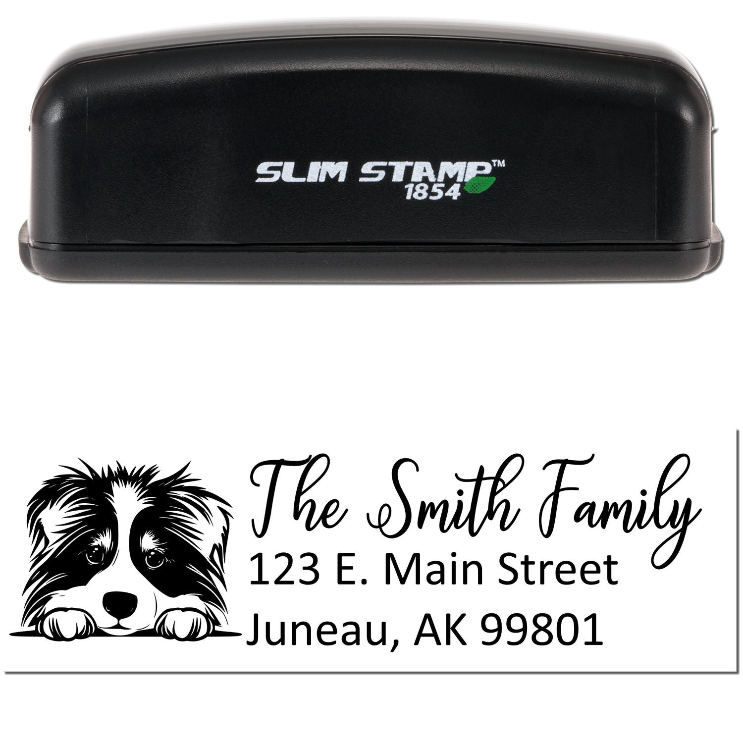 Slim Collie Dog Mail Address Stamp