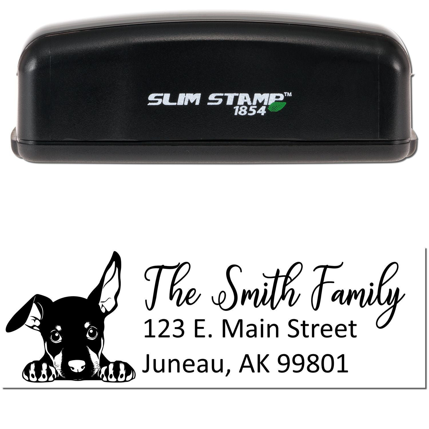 Slim Doberman Pinscher Dog Mail Address Stamp