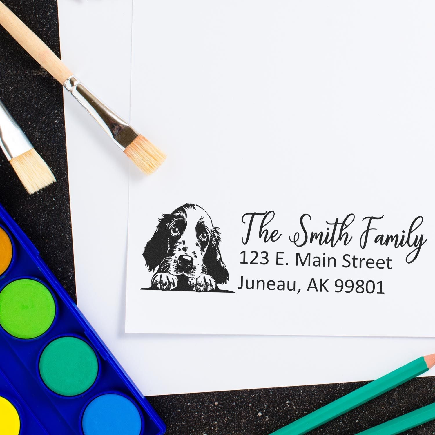 Slim English Cocker Spaniel Dog Mail Address Stamp