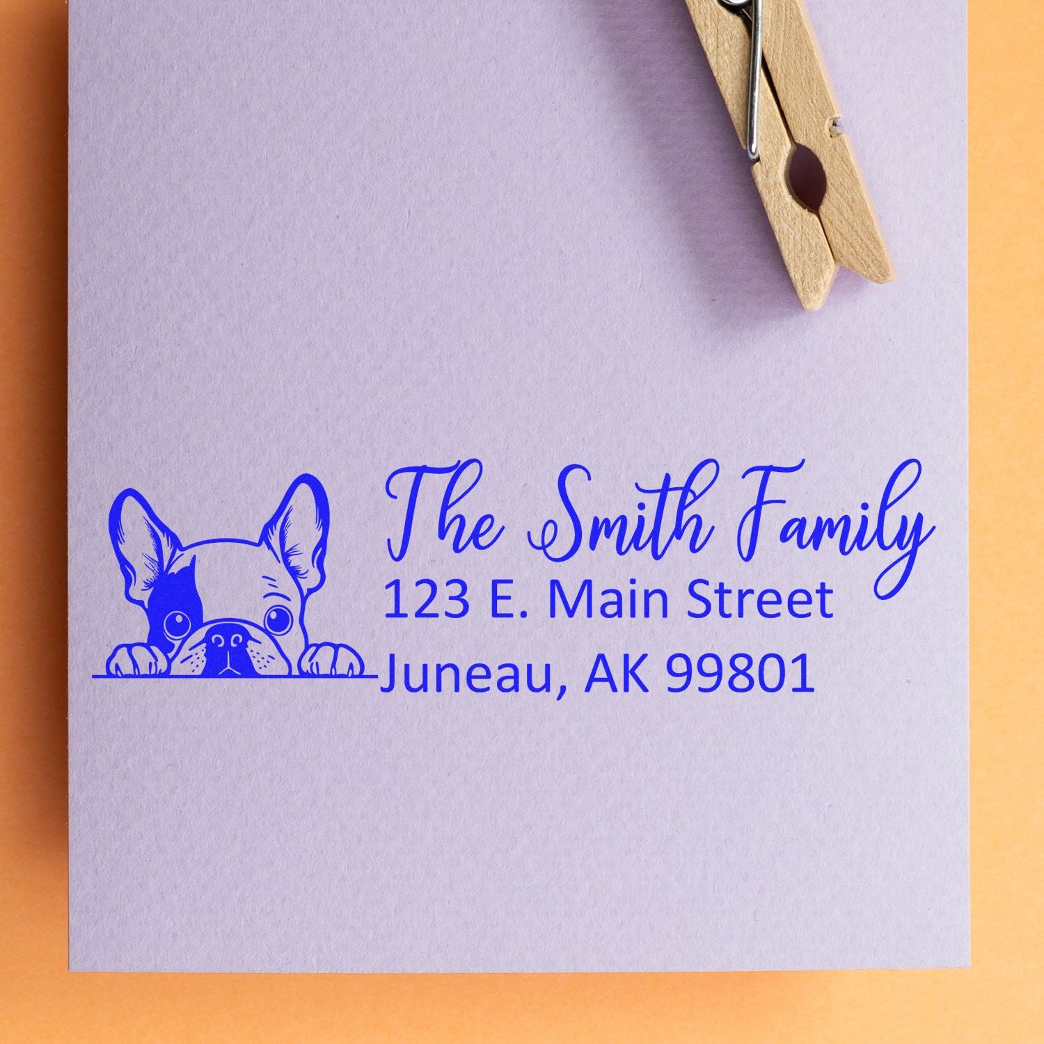 Slim French Bulldog Dog Mail Address Stamp