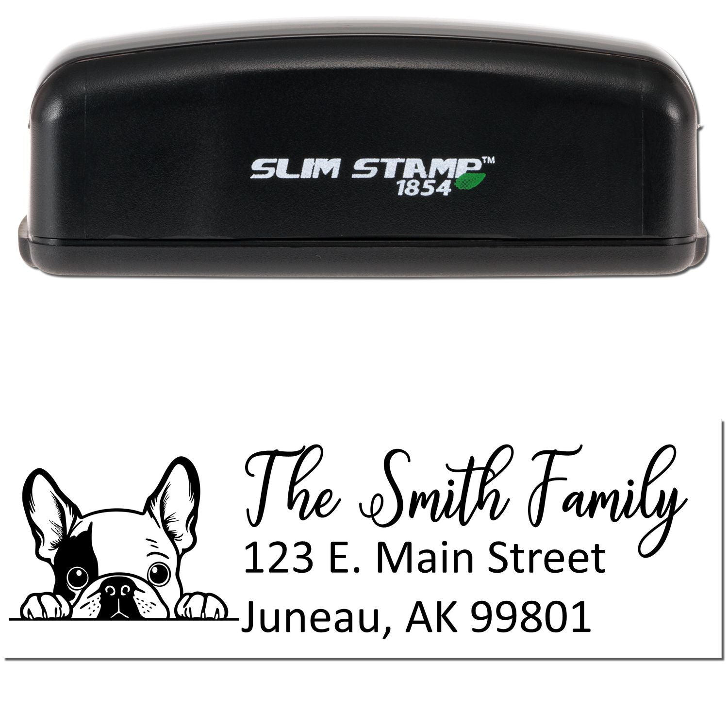 Slim French Bulldog Dog Mail Address Stamp