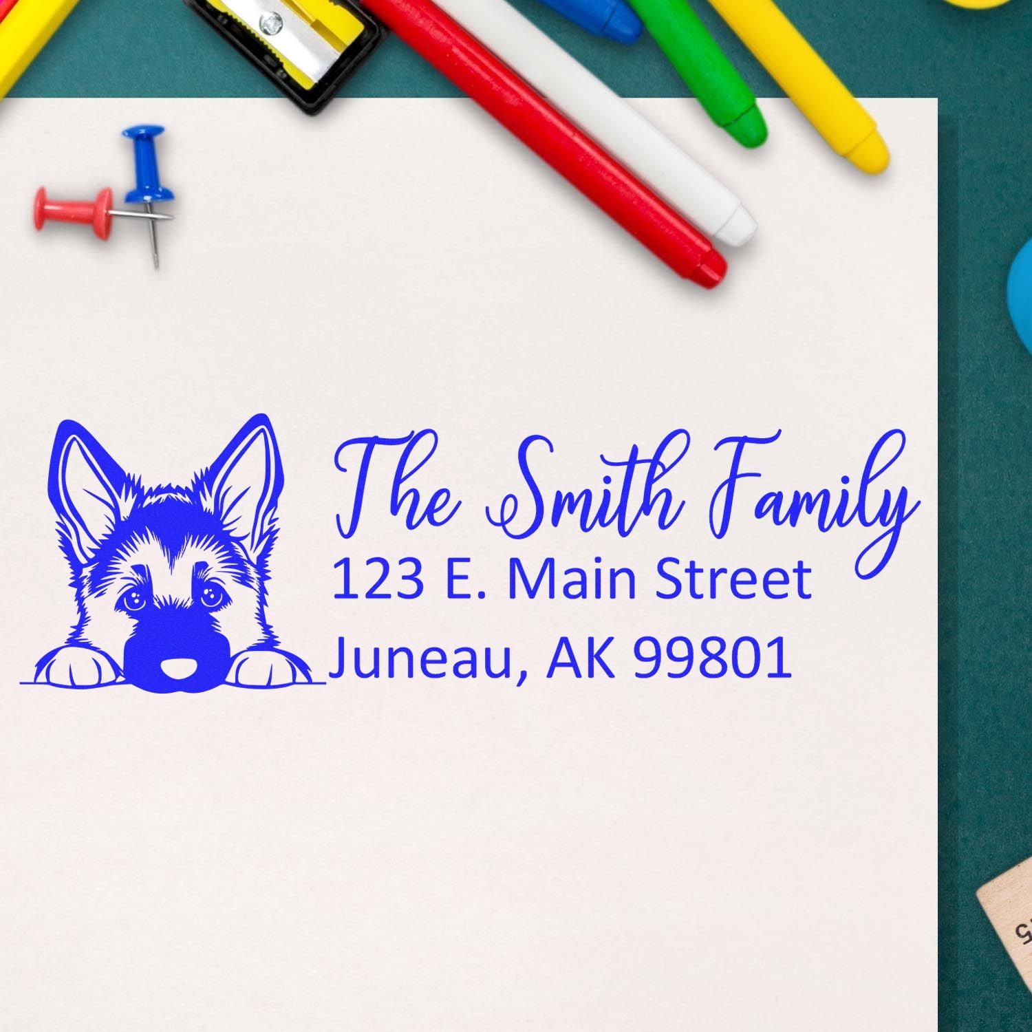 German Shepherd Pre-Inked Home Address Stamp