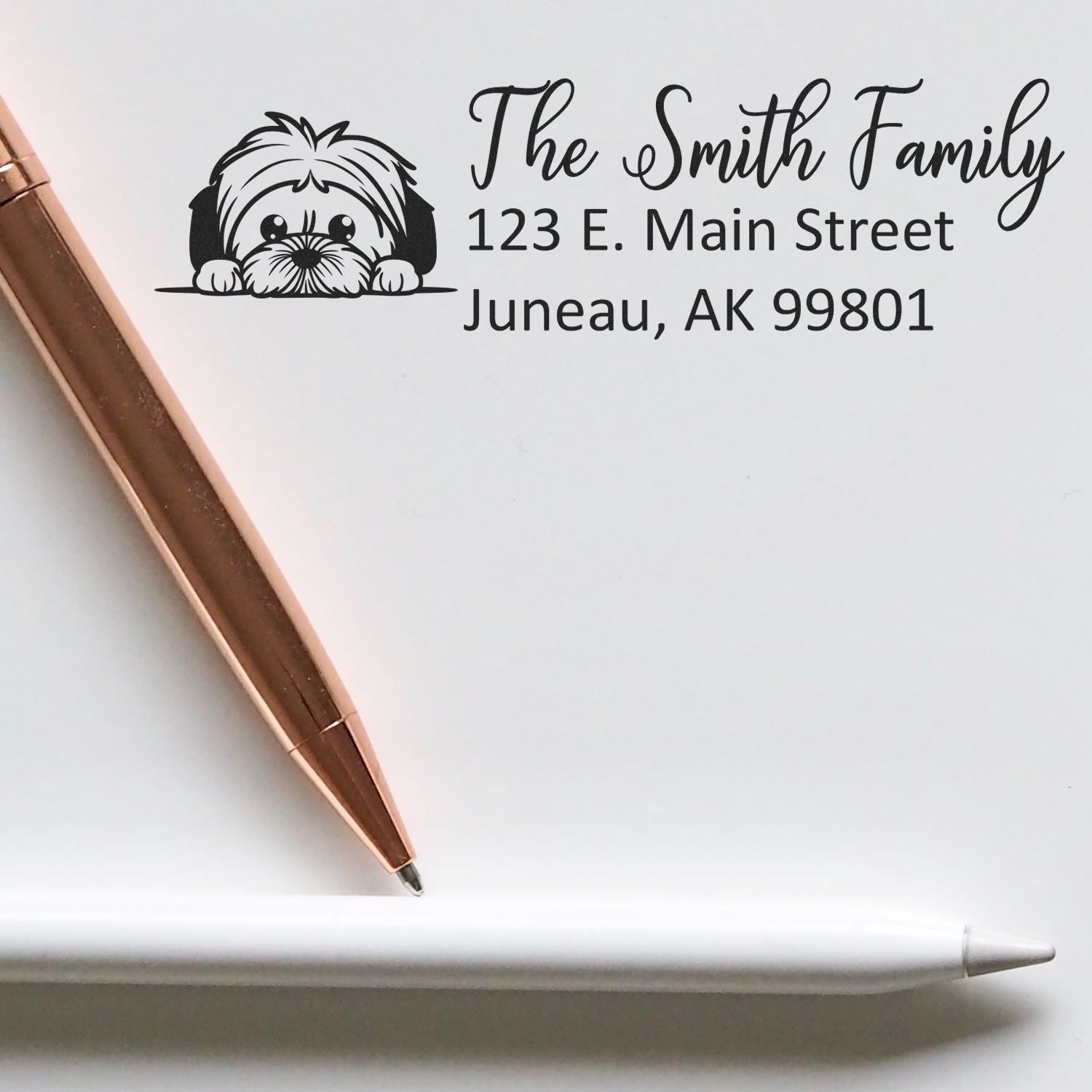 Slim Lhasa Apso Dog Mail Address Stamp