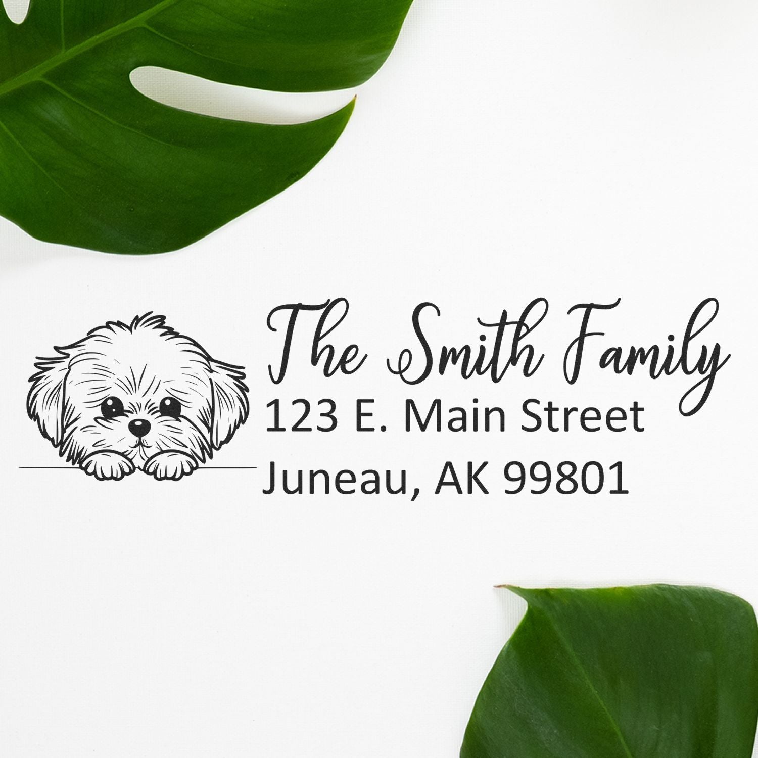 Slim Maltese Dog Mail Address Stamp