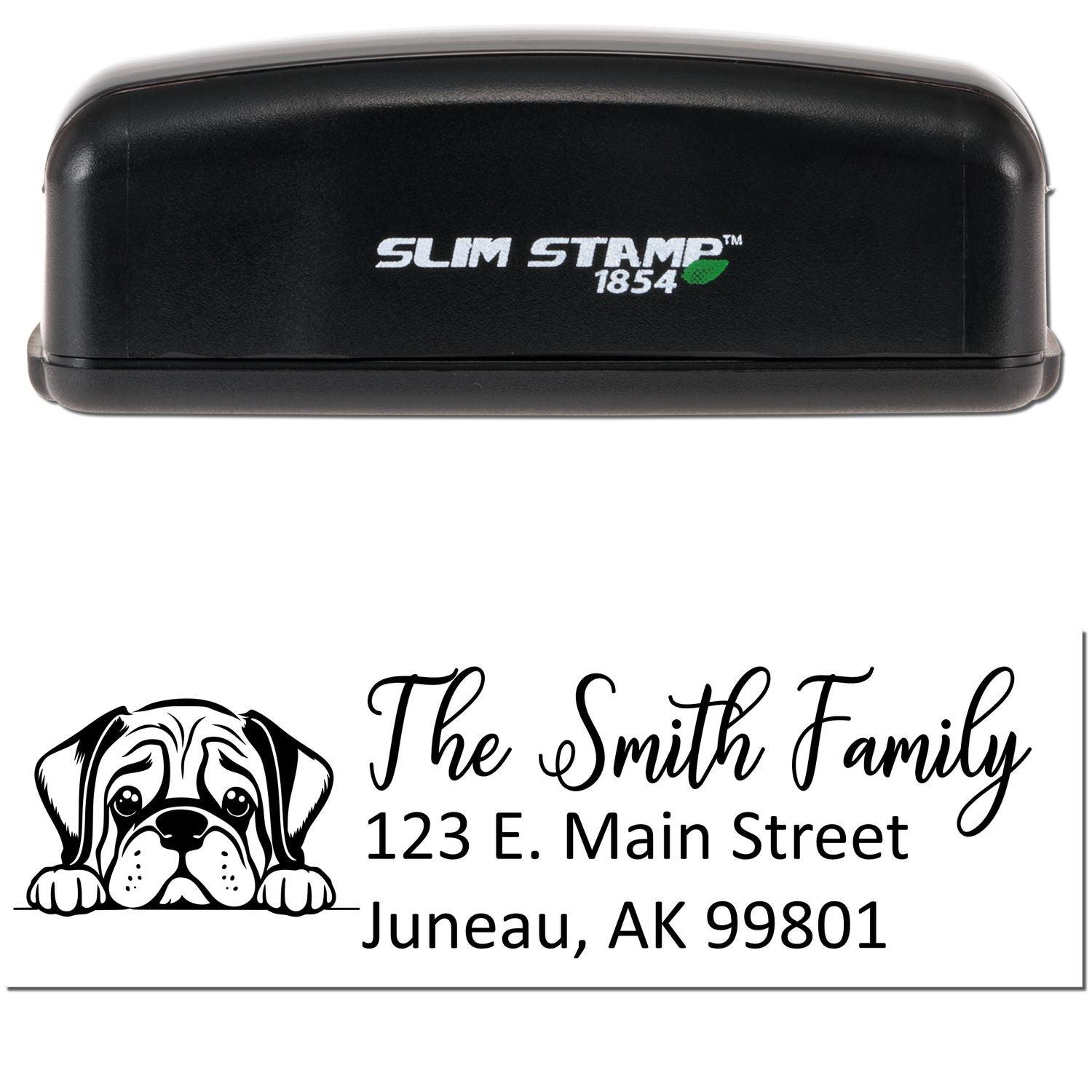 Slim Mastiff Dog Mail Address Stamp