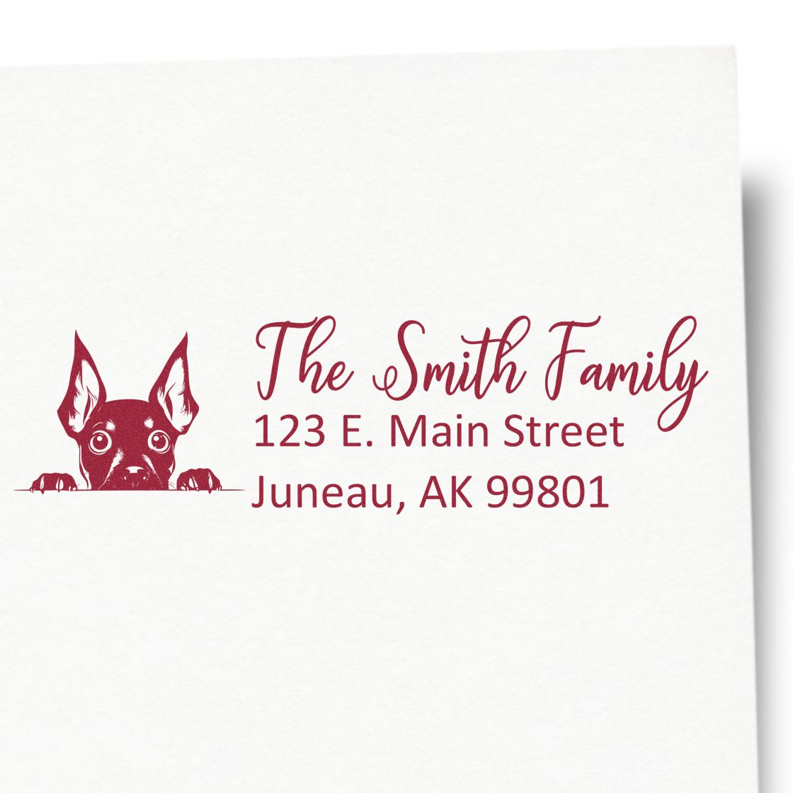 Slim Miniature Pinscher Dog Mail Address Stamp