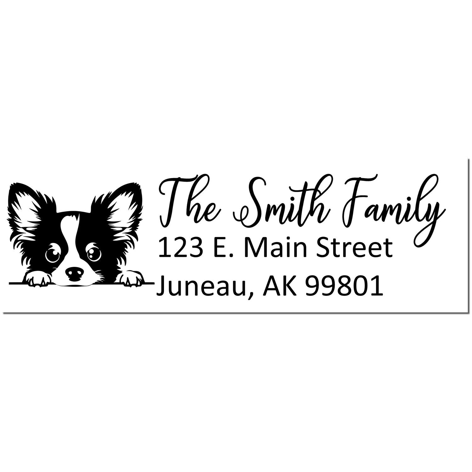 Slim Papillon Dog Mail Address Stamp