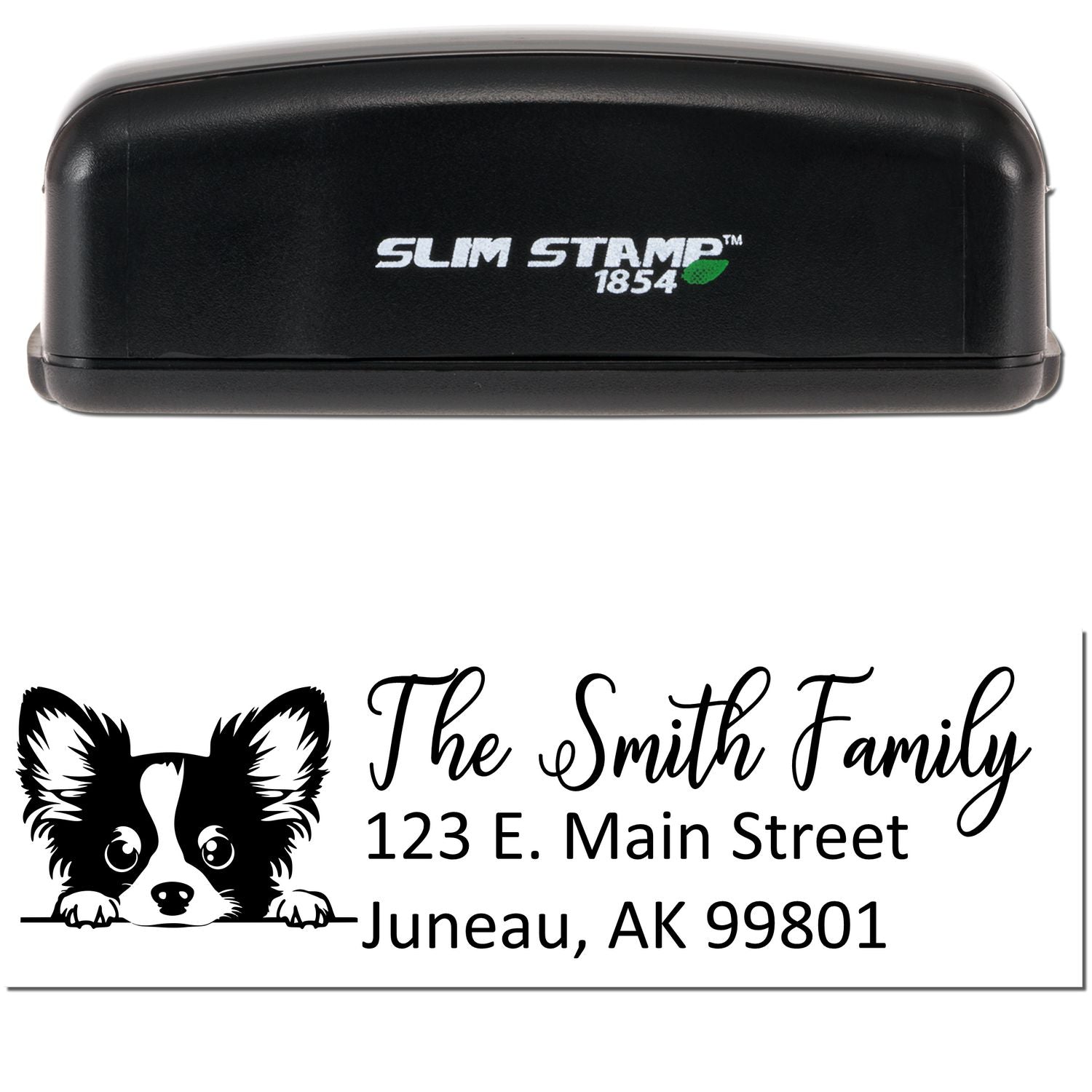 Slim Papillon Dog Mail Address Stamp