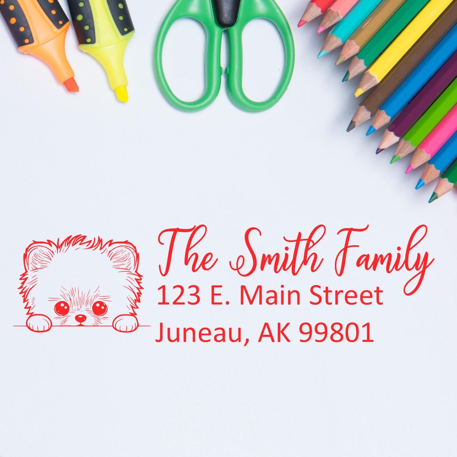 Customized Pomeranian Self-Inking Home Address Stamp