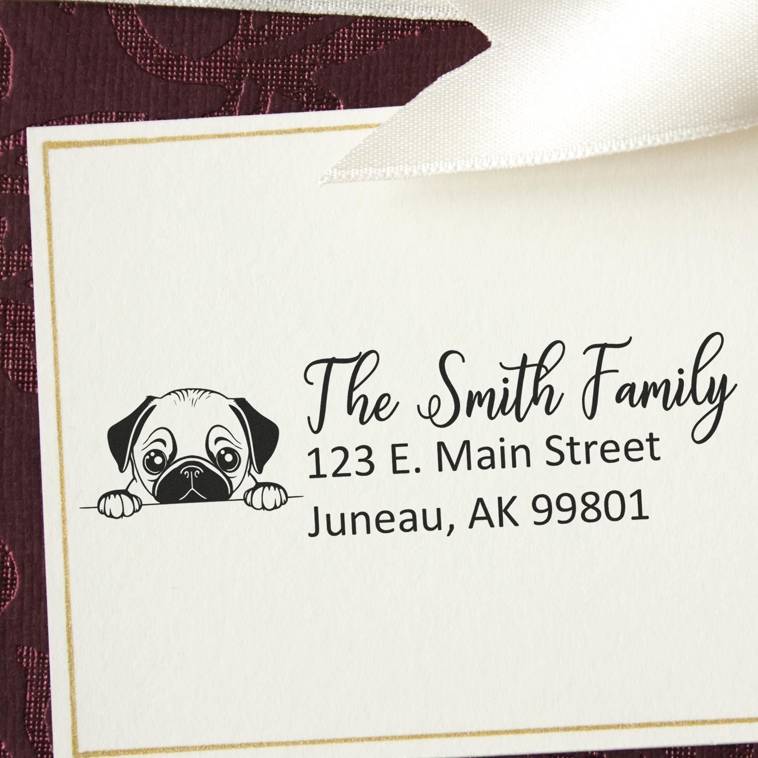 Slim Pug Dog Mail Address Stamp