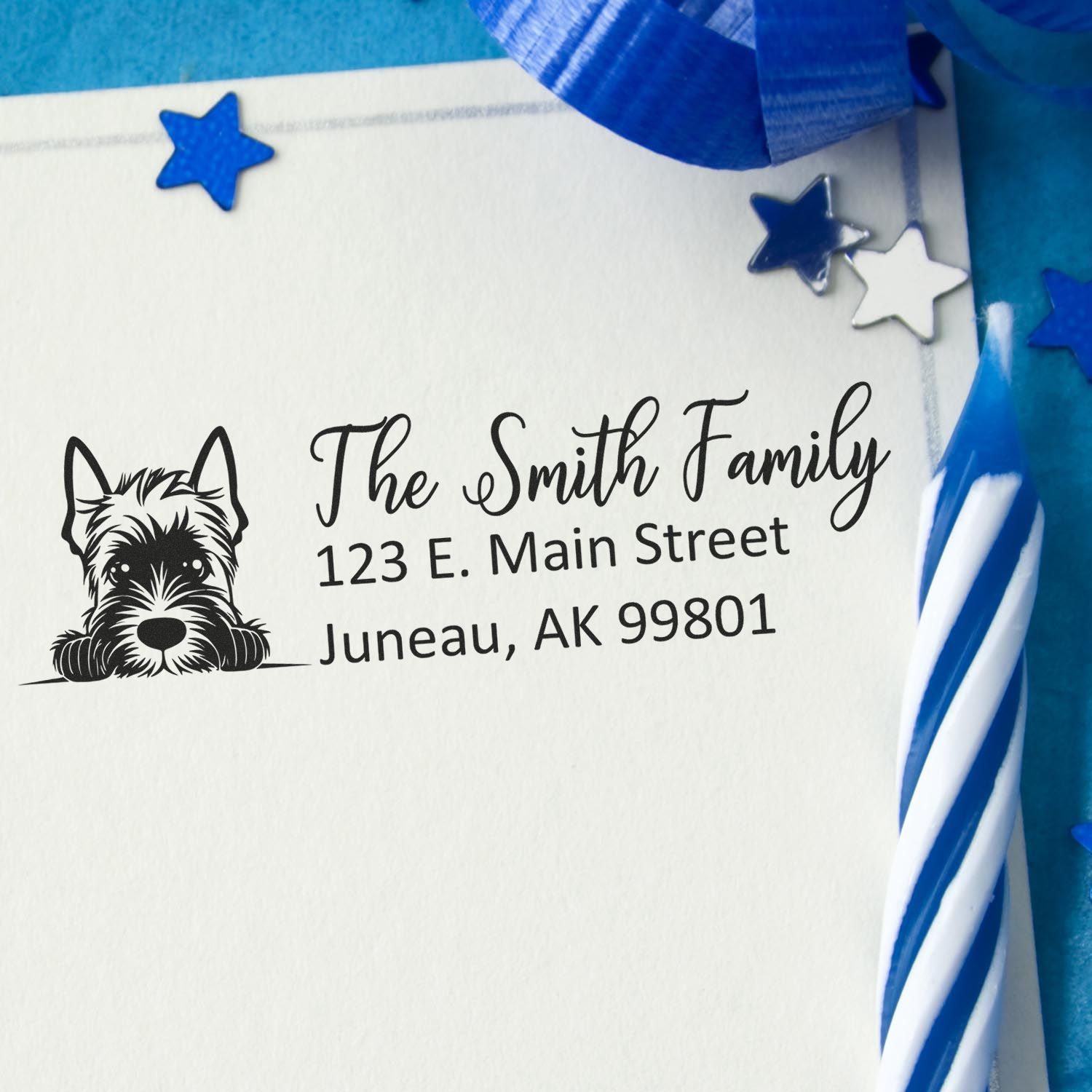 Slim Scottish Terrier Dog Mail Address Stamp