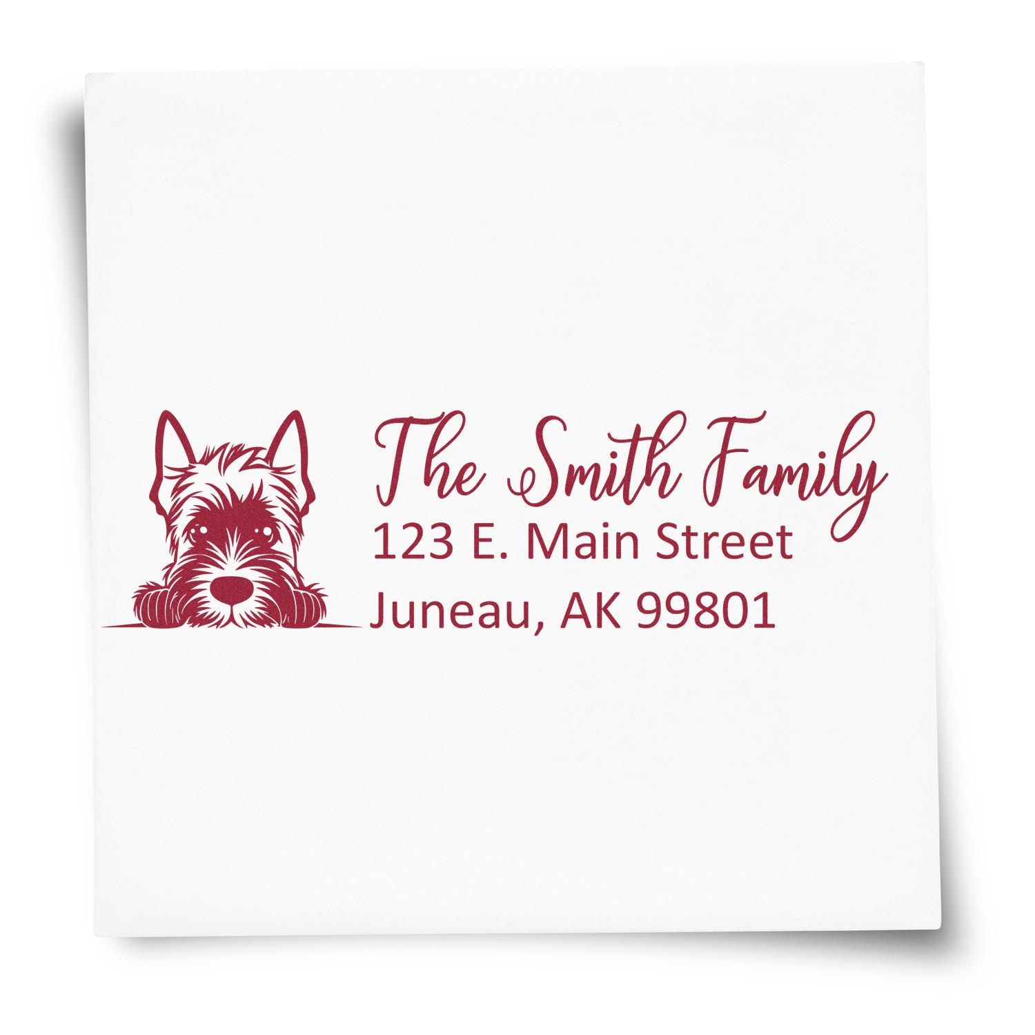 Slim Scottish Terrier Dog Mail Address Stamp