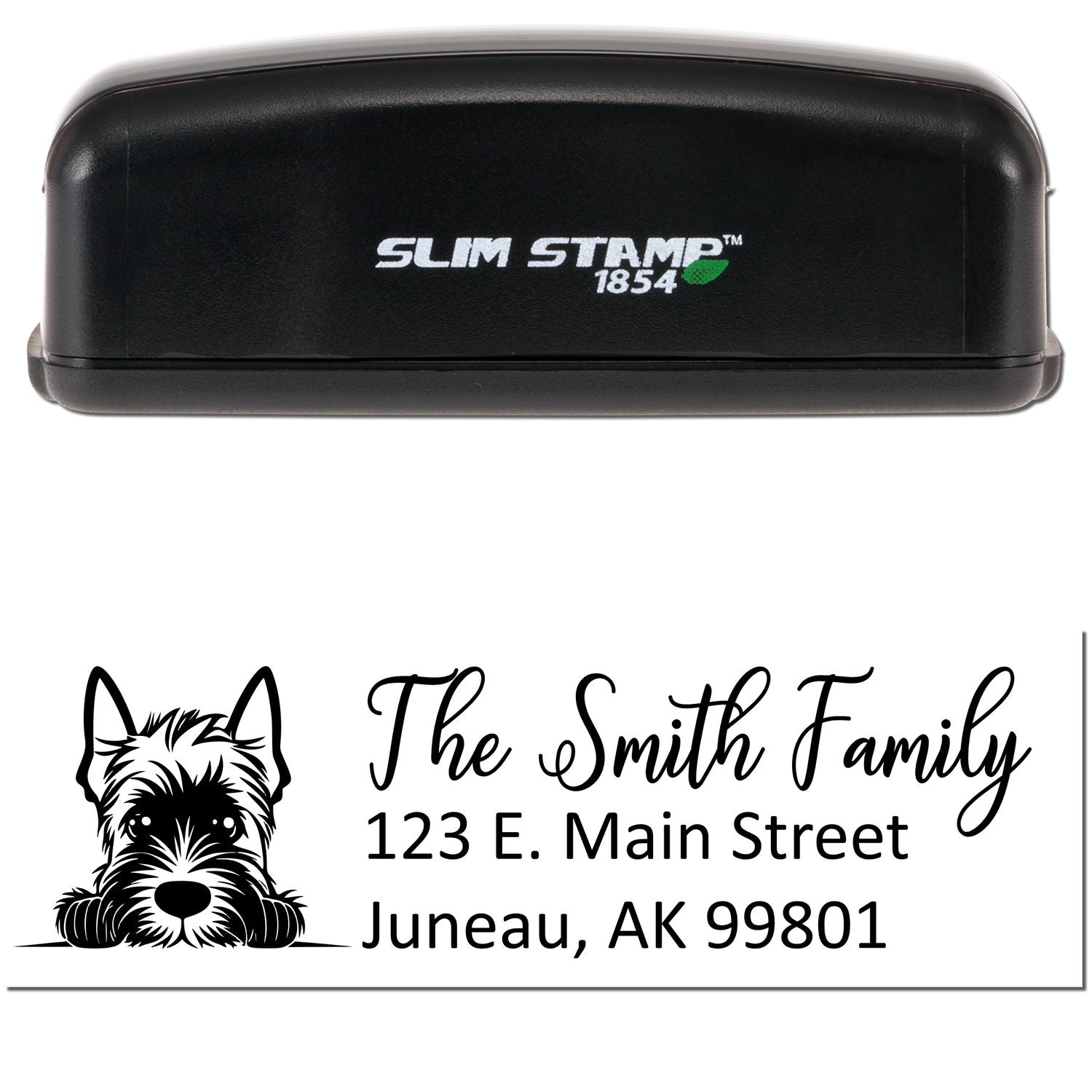 Slim Scottish Terrier Dog Mail Address Stamp